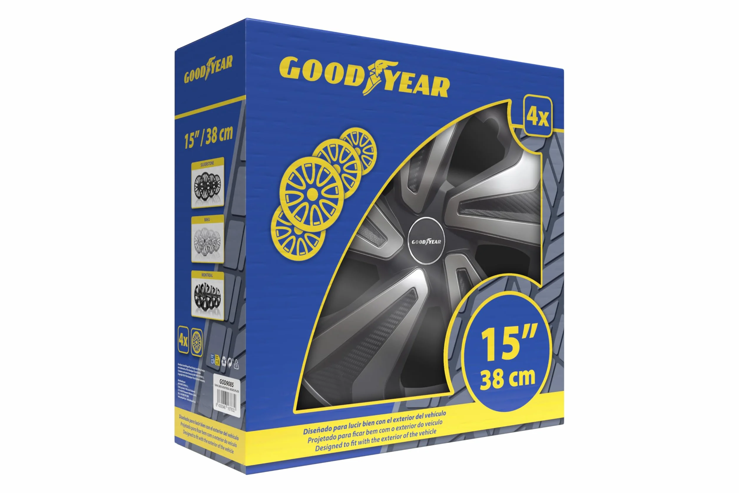 Goodyear Set di 4 copricerchi da 15" Montreal Nero/Argento