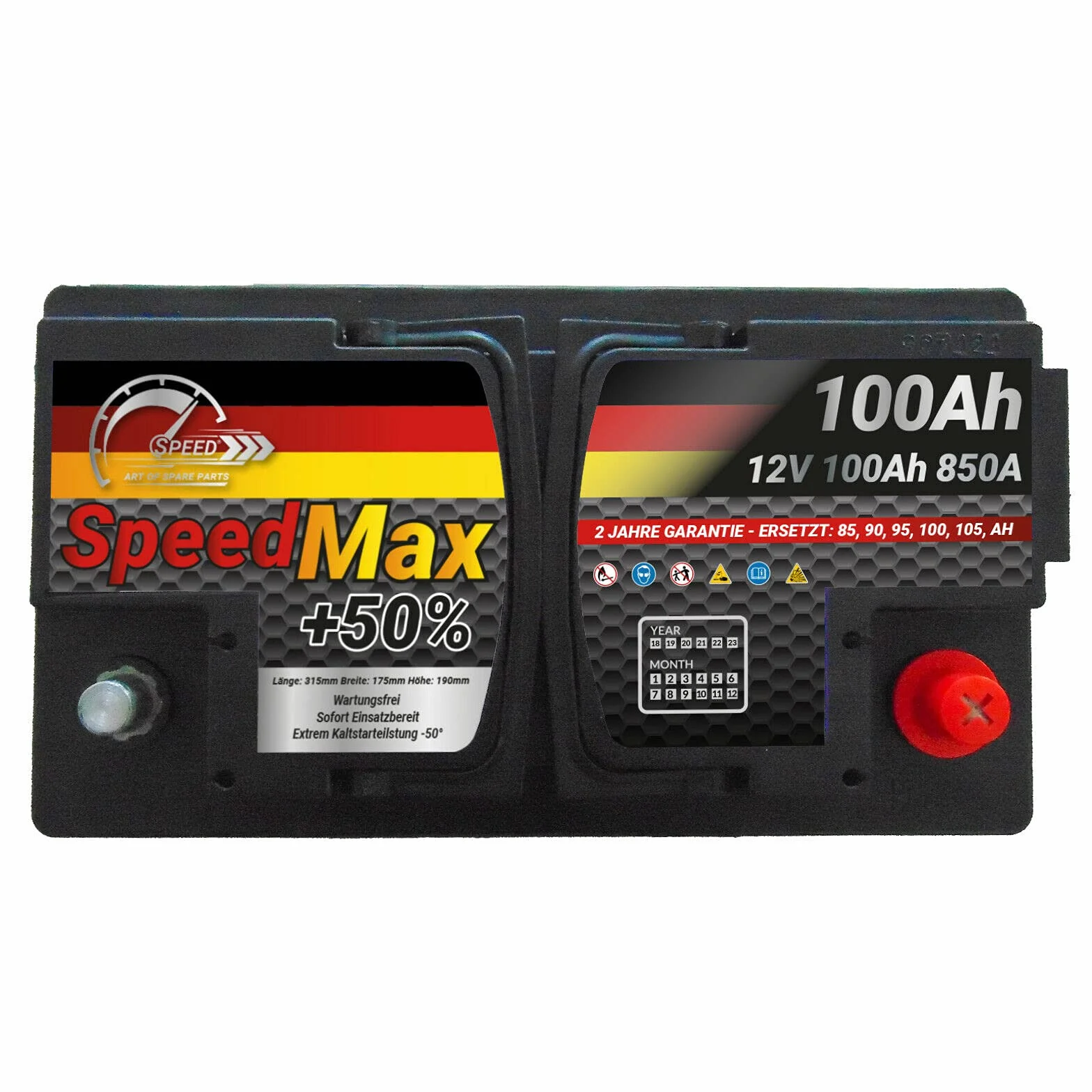 Batteria auto SPEED MAX L4100 100AH 850A 12V = FIamm 100Ah DX+ Pronta all'uso