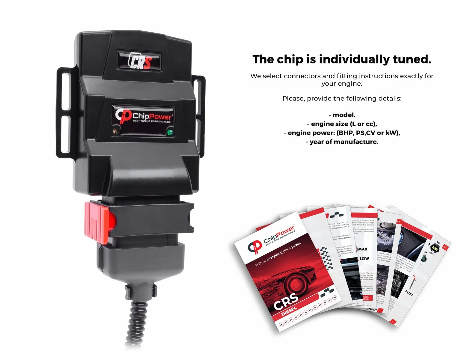 ChipPower Centralina Aggiuntiva CRS all'auto per Fiat 500 L 1.3 1.6 D Multijet 2007-2020 Tuningbox Plug&Drive Adatto Chip Tuning con Presa Individuale Diesel