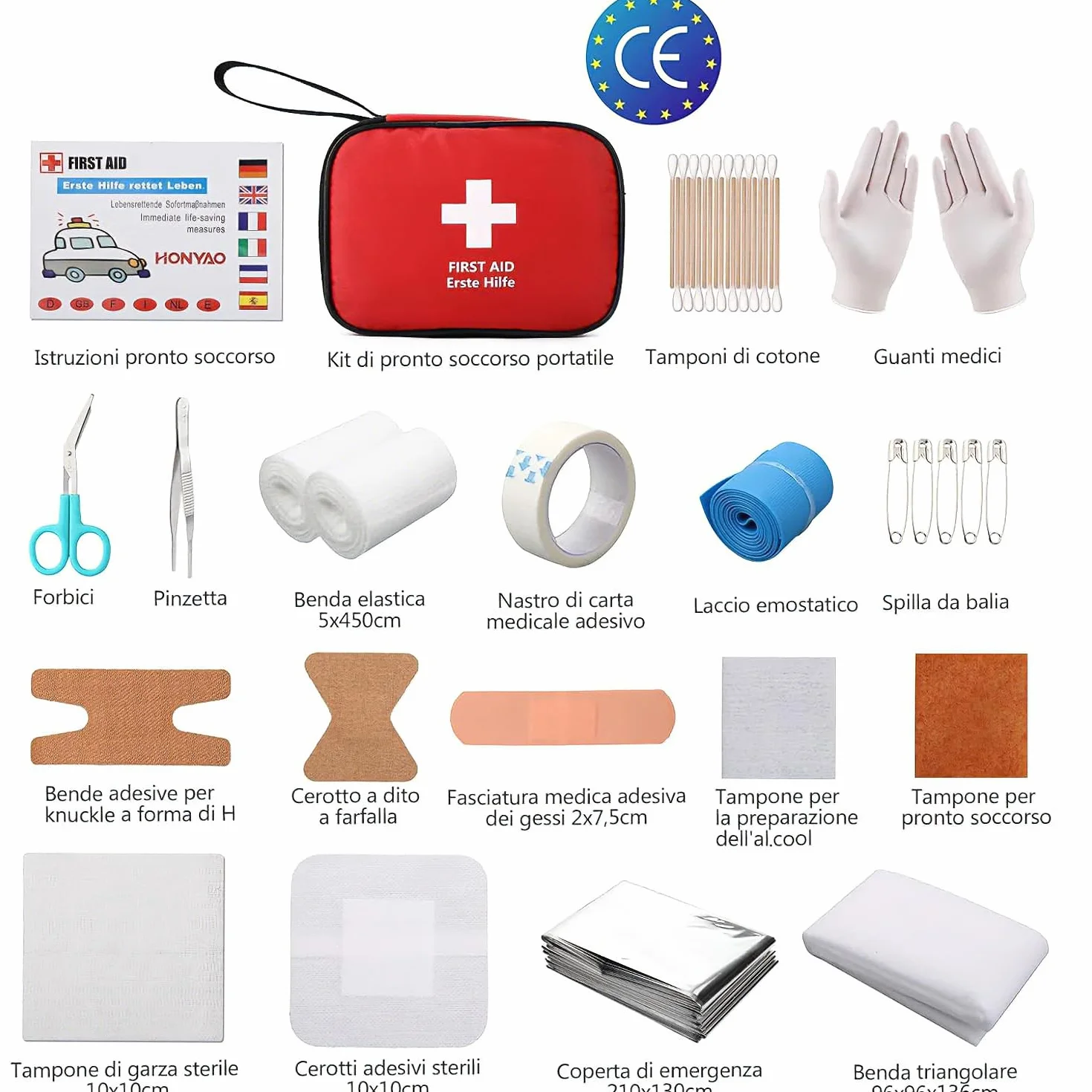Kit di Pronto Soccorso Portatile 90 Pezzi, Mini Kit Primo Soccorso per Casa Auto Viaggio