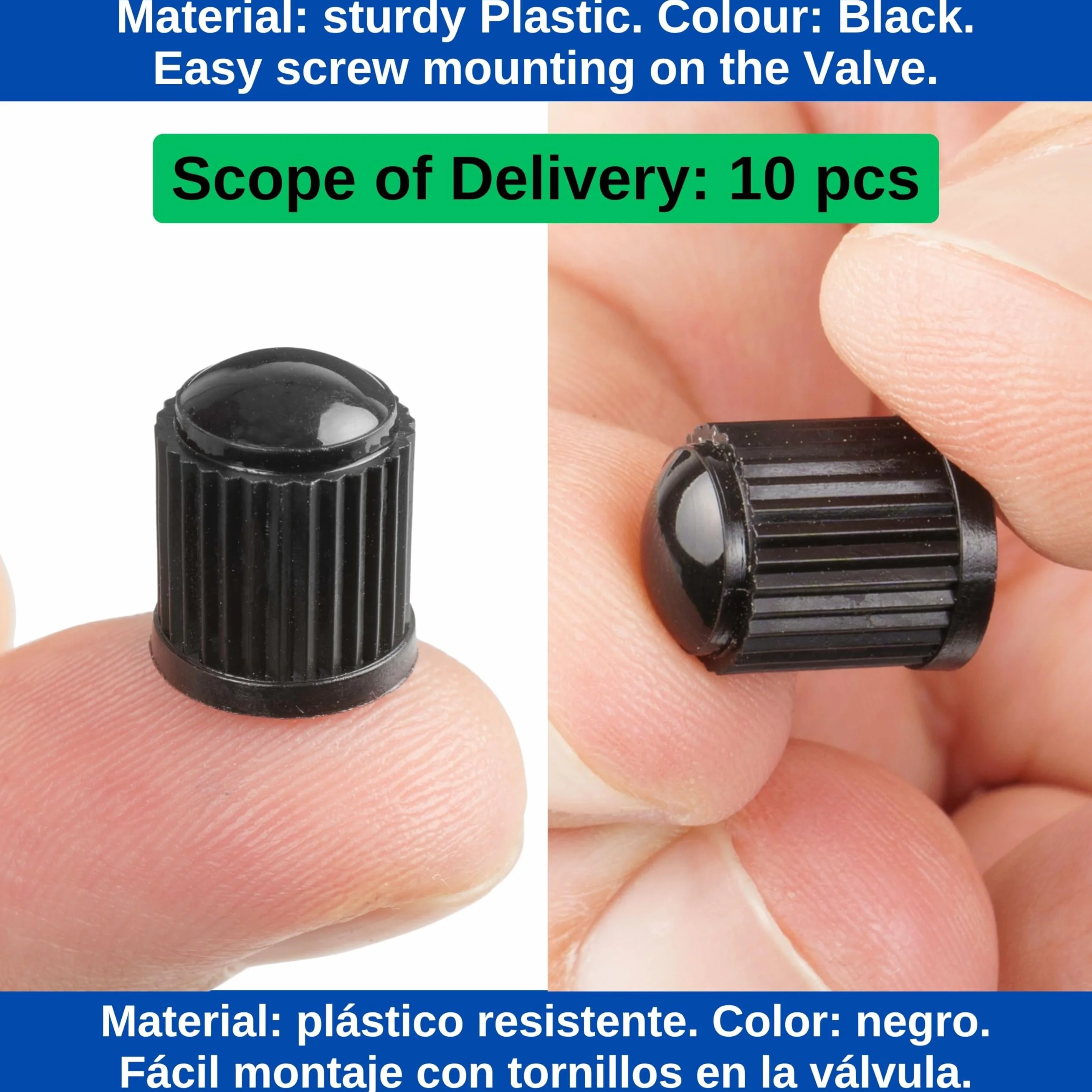 Tappo Valvola ABS 10 Pezzi Nero Copripolvere con Guarnizione per Auto Moto Rimorchi Biciclette