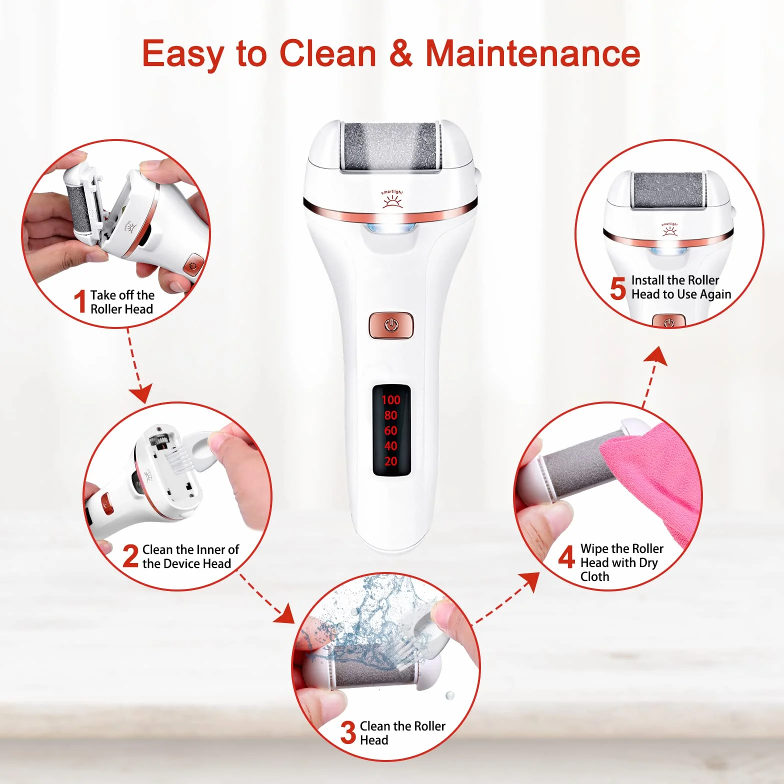 Profesjonalny Pedicure Elettrico - Aottom Piedi Roll Lima Elettrica Ricaricabile con 3 Rulli Ricambio