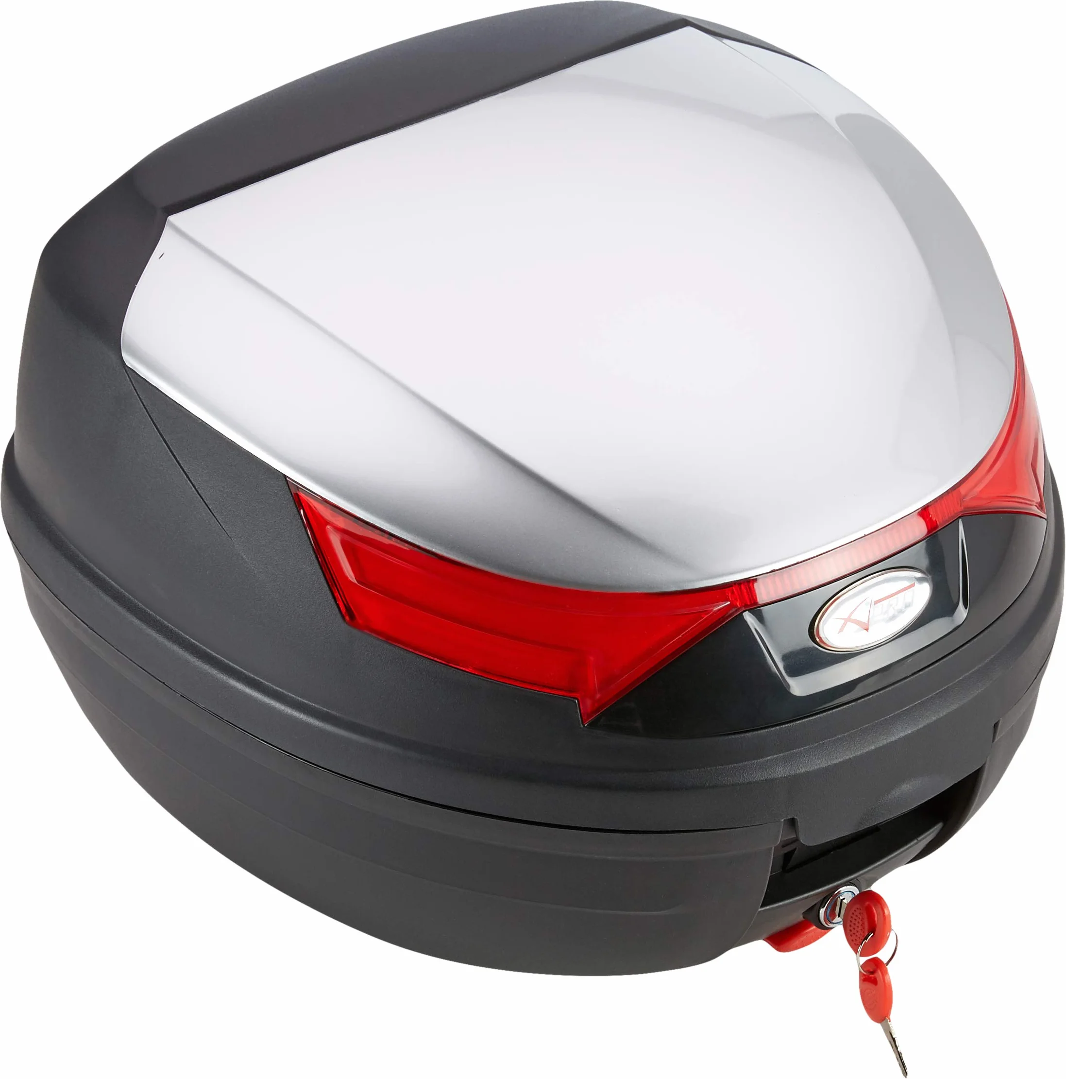 Bauletto 32 L con frecce e luci di stop per moto scooter quad argento