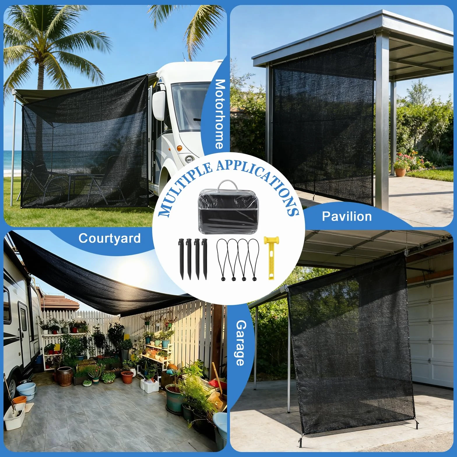 Tendalino Camper 2.1 x 2.5 m Impermeabile Resistente al Sole con Pareti e Accessori