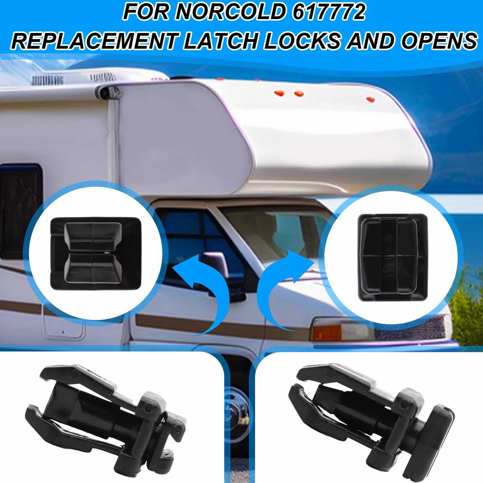 BOXOB 4pz Clip Sfiato Frigorifero RV per Norcold 617772, Chiusure Pannelli a Un Quarto Giro in Plastica Alta qualità Accessori e Parti Ricambio Sfiato Frigorifero Camper per Norcold(Nero)