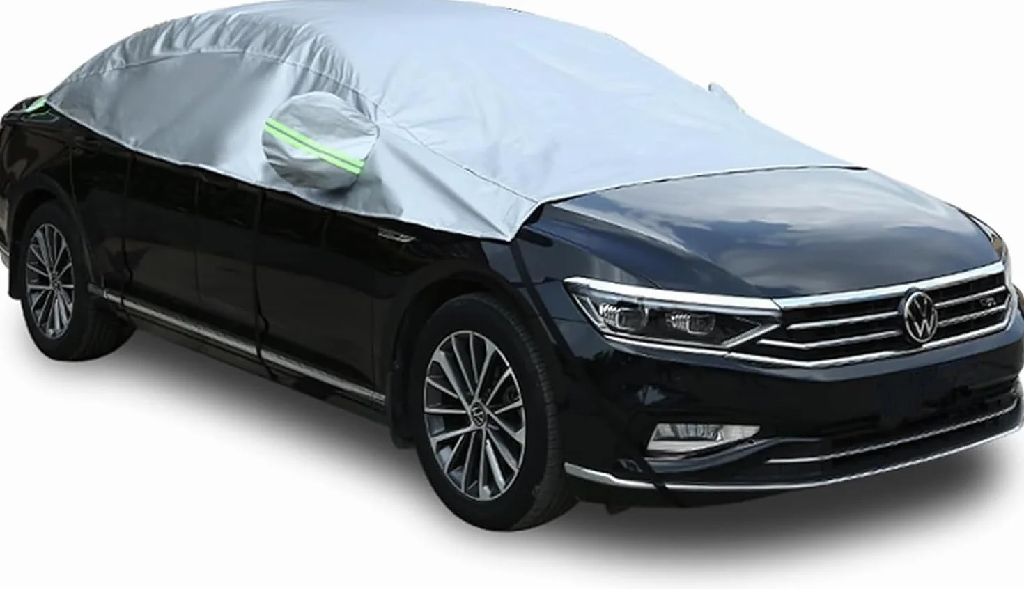 Telo Copriauto Mezza Impermeabile Invernale Esterno, Mezza Copertura Auto Universale, Copertura Parabrezza Auto Resistente ad Acqua Neve Sole Freddo, Adatto alla Maggior Parte dei Veicoli
