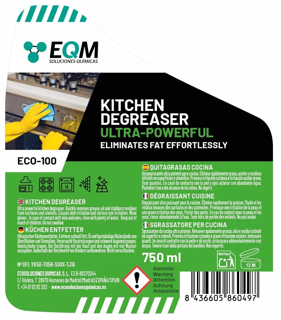EQM ECO-100 Sgrassatore Concentrato per Cucina 750 ML