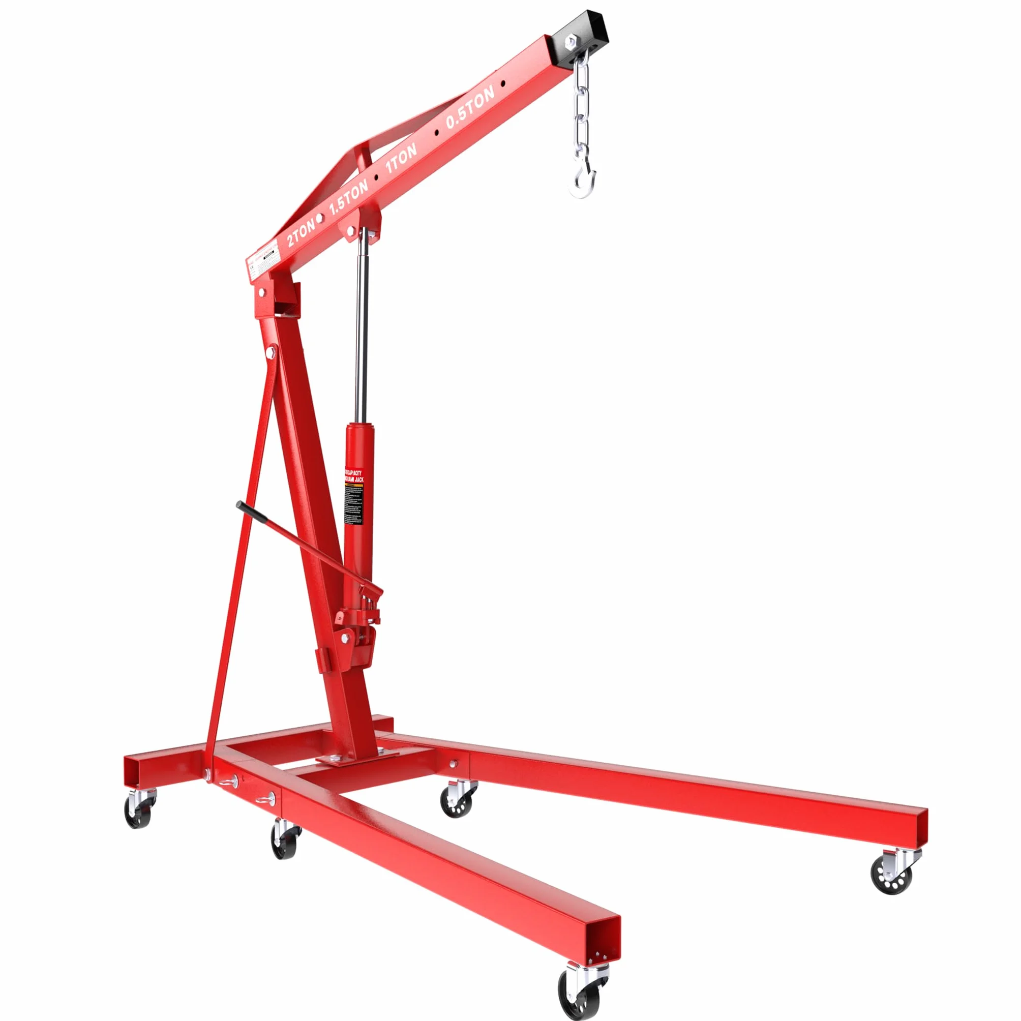 Wiltec gruetta idraulica da officina 2000kg, gru manuale pieghevole con doppia pompa