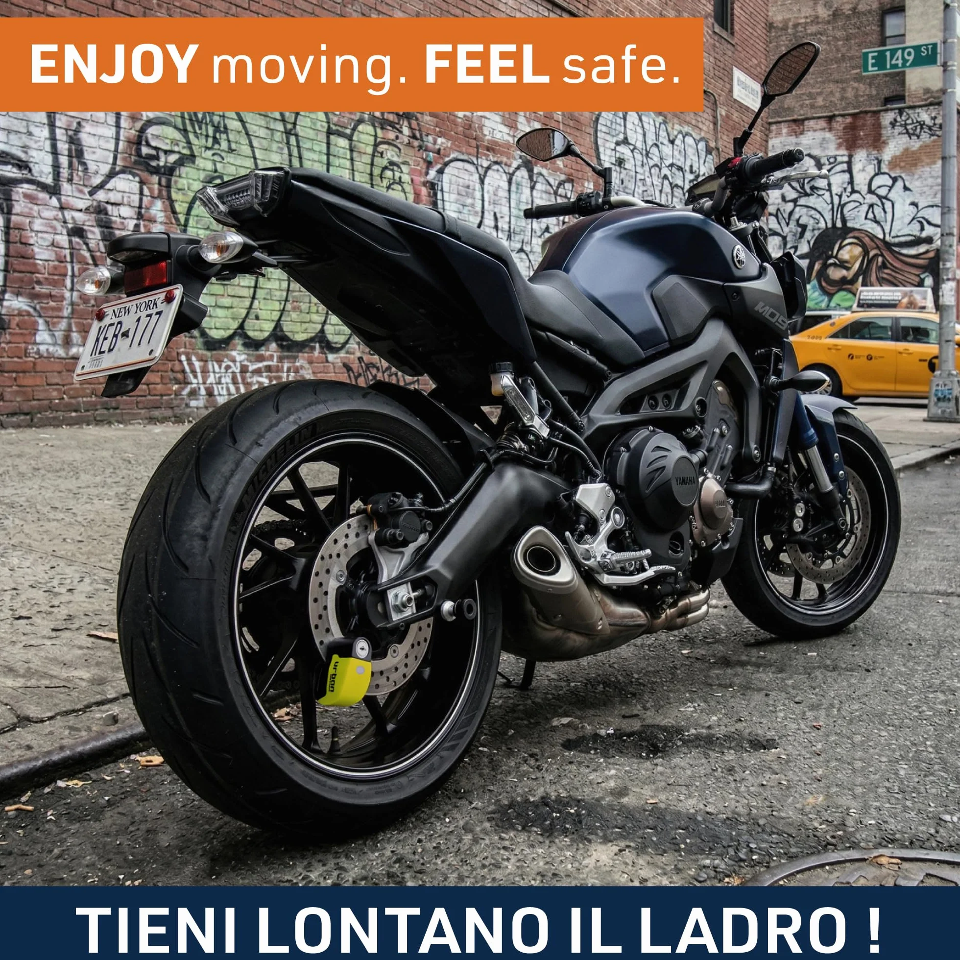 URBAN UR6 Antifurto Moto Blocca Disco con Allarme 120dB LED Impermeabile Sensibilità A+