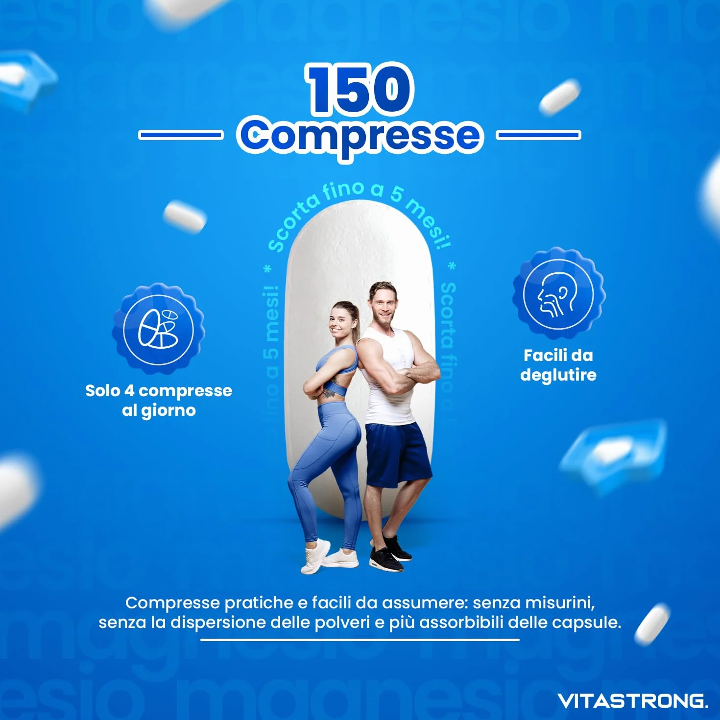 MAGNESIO COMPLETO 400mg 5 in 1 Magnesio Bisglicinato Citrato Pidolato Malato Carbonato Integratore Antistress
