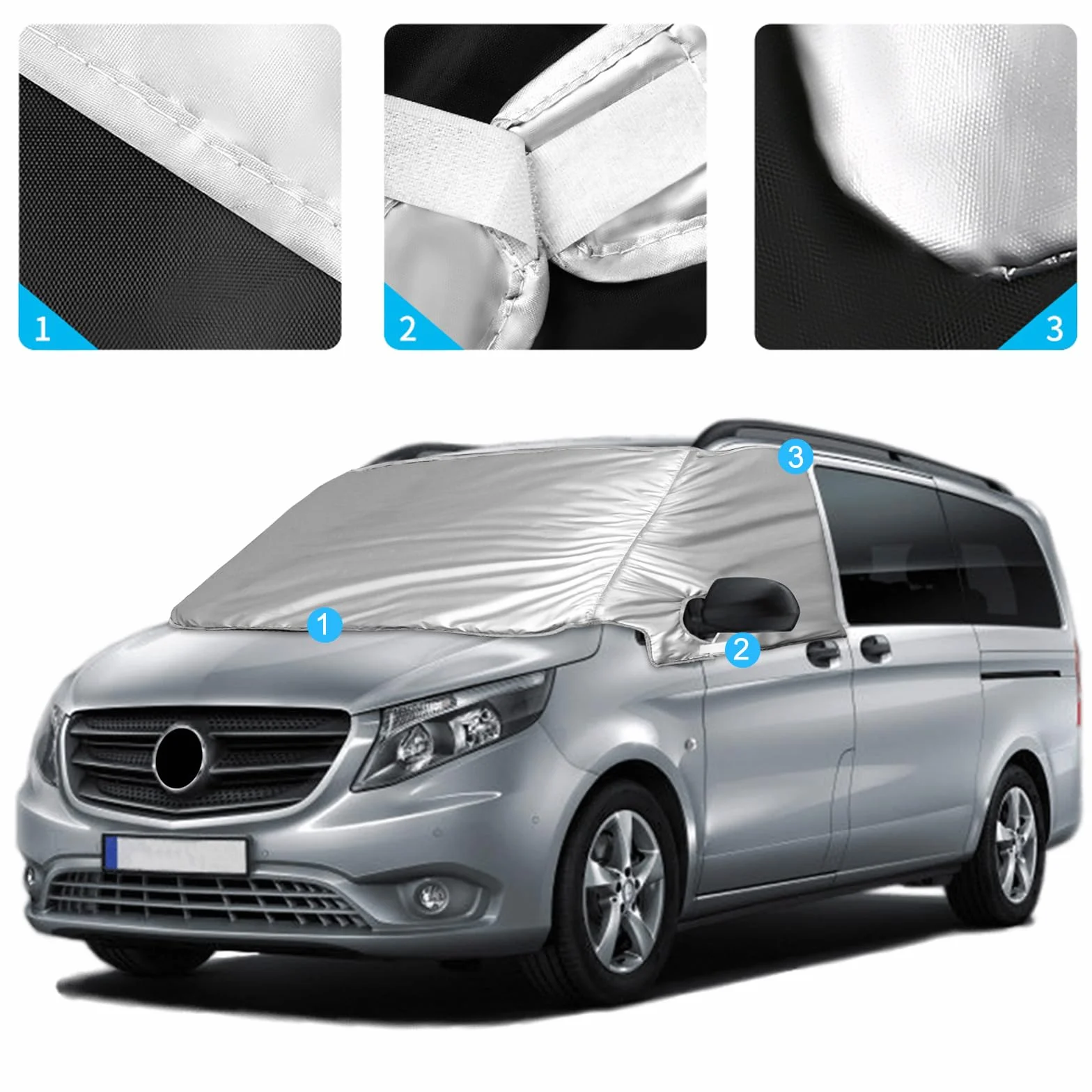 Parabrezza Wrap Cover Sostituzione per Mercedes Benz Vito W447 2015-2022, Copertura Avvolgente Anteriore Protezione Neve Ghiaccio Gelo
