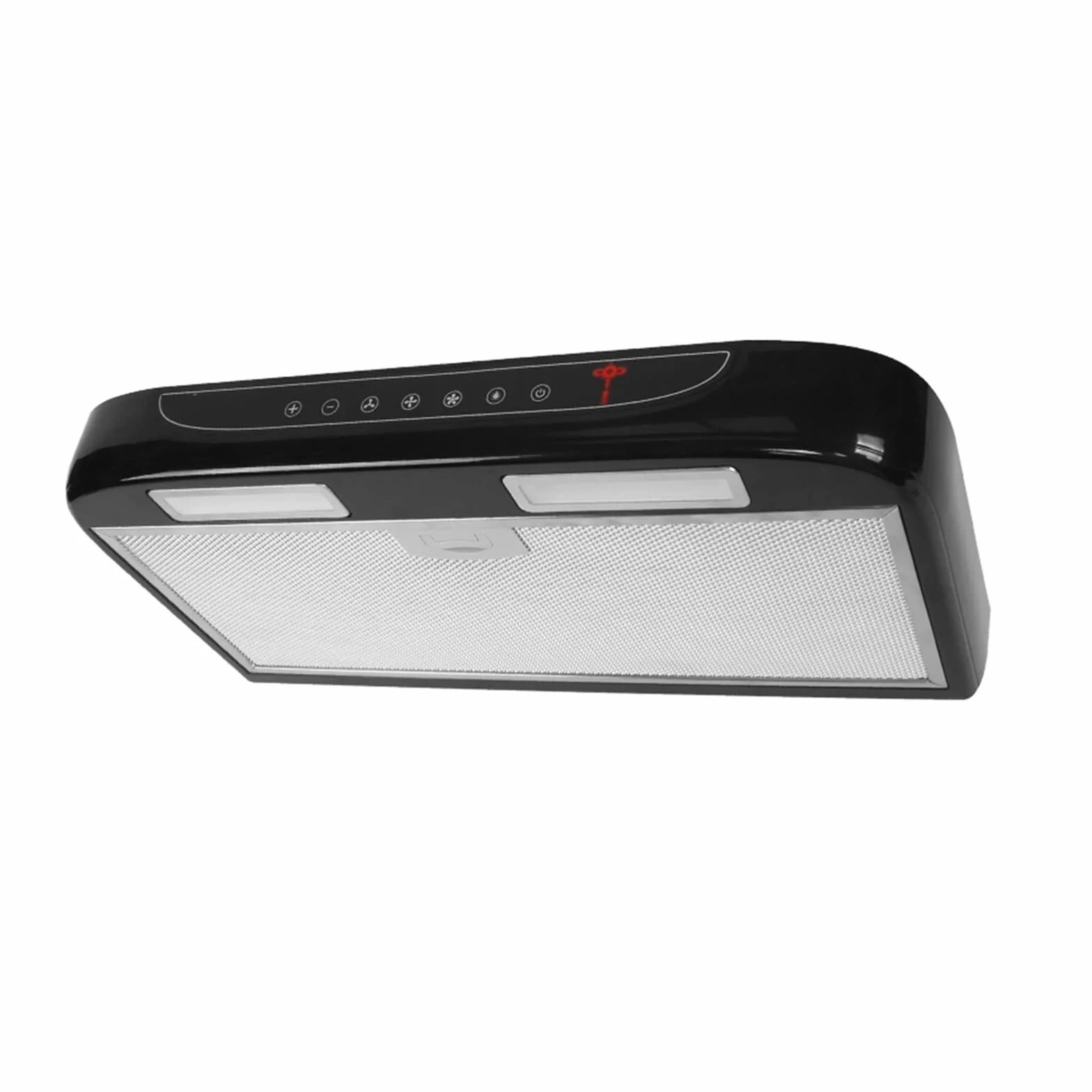 Cappa da Cucina Nera con Rete in Acciaio Inossidabile a Luce LED for Camper Roulotte