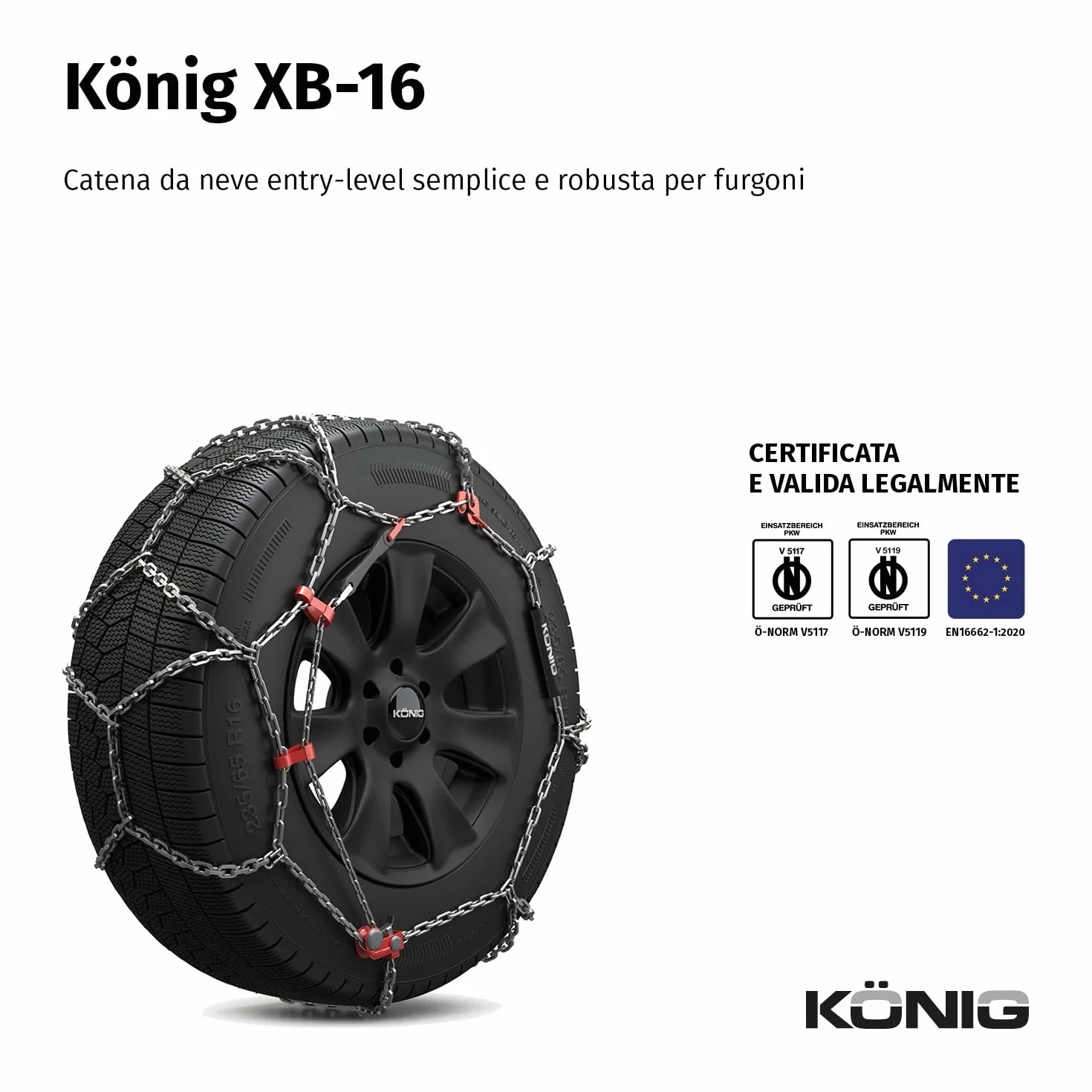 KÖNIG XB-16 265 Catene da Neve, 1 Paio