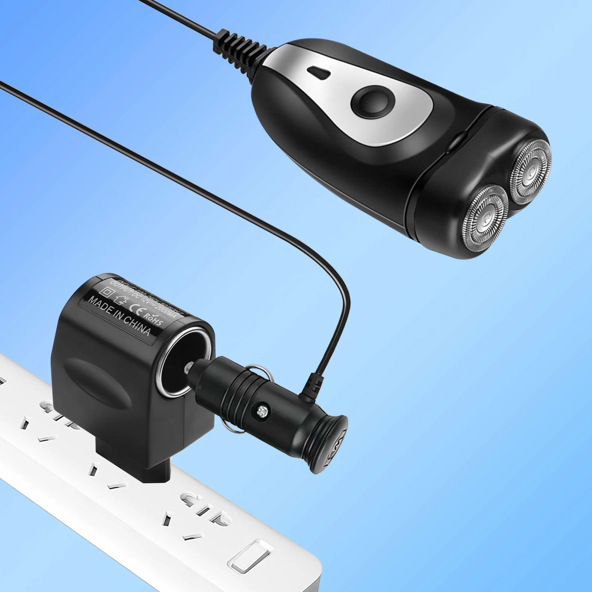 CERRXIAN Convertitore CA a CC, Adattatore da Spina Europea per Accendisigari da Auto 230 V a 12 V 2000 mA 24 W