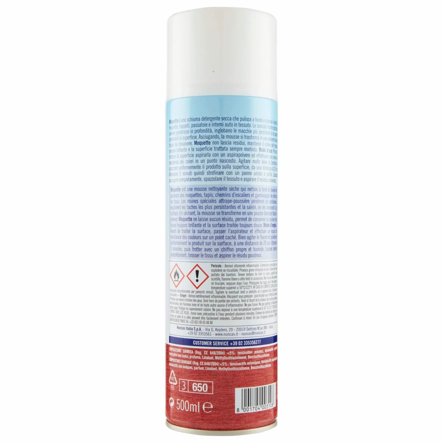 Nuncas Moquette Spray Smacchiante Moquette e Tappeti 500ml