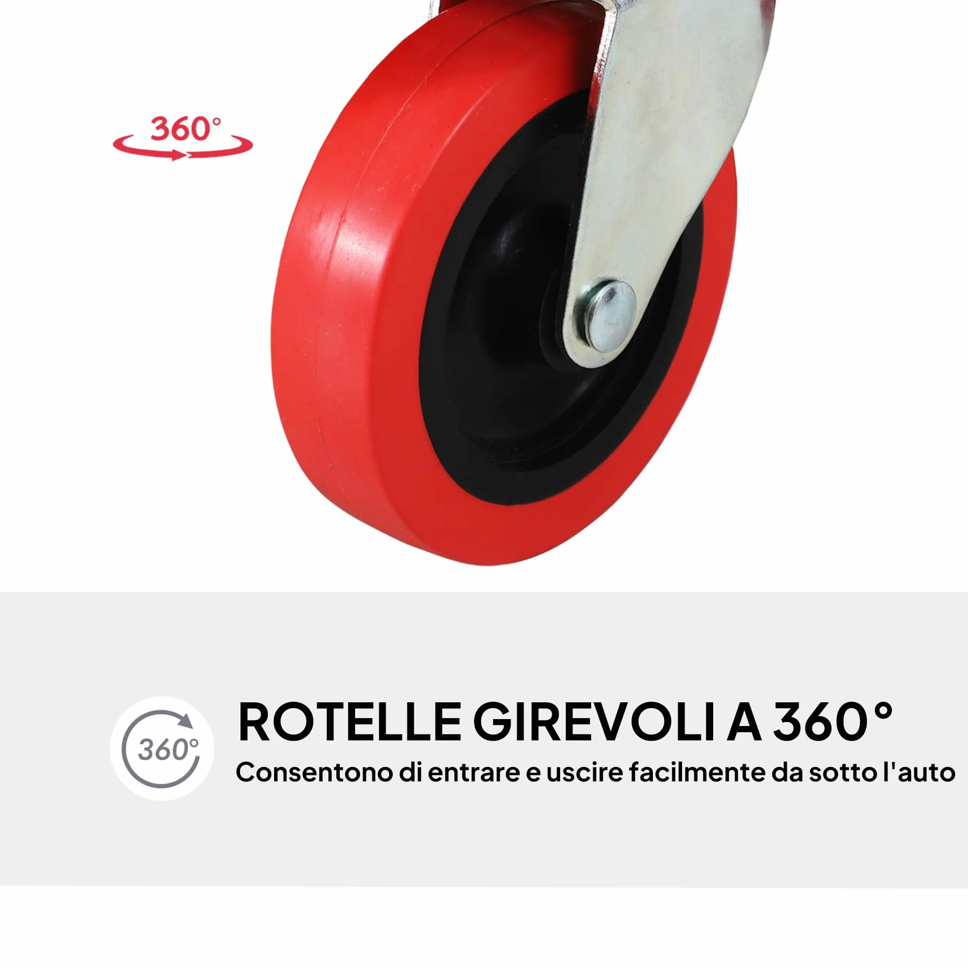 DURHAND Carrello sotto Auto Meccanico 6 Ruote 100x48x12 cm Rosso