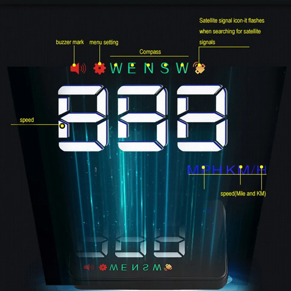PolarLander Head Up Display HUD Proiettore di velocità per Auto sul Parabrezza HUD Display Car-Styling Tachimetro Digitale Universale per Auto