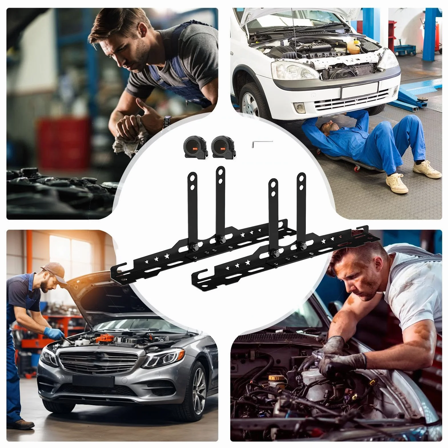 Strumento di Misurazione Angolo di Convergenza - Kit Allineamento Ruote con Metro A Nastro Doppio