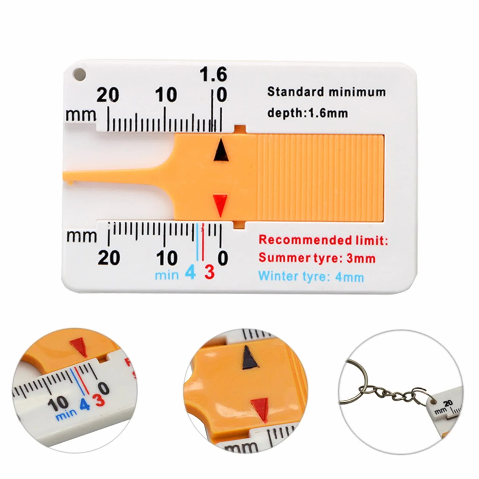 Spessimetro per Pneumatici Misuratori Spessore Battistrada 0-20mm Tyre Tread Depth Gauge (4 Pezzi)