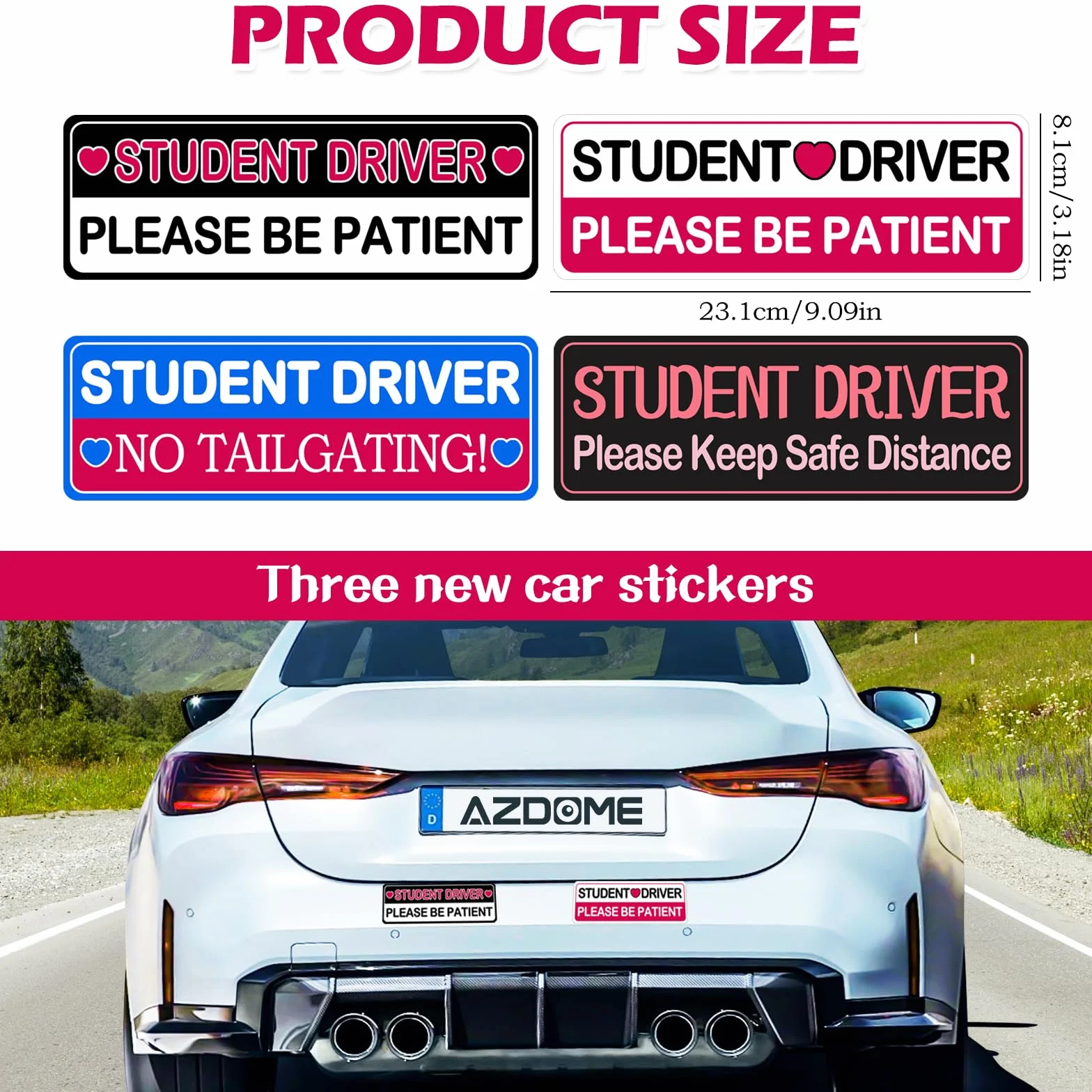 Adesivi Magnetici Auto Principianti "Mantieni la Distanza" Segnale Sicurezza Rimovibili