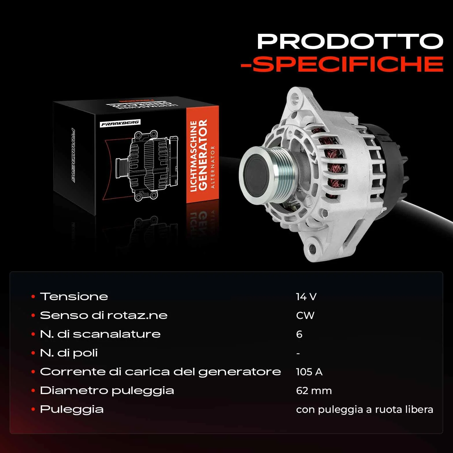 Frankberg Generatore Alternatore Diesel Compatibile con Astra H CaR.A.Van A04 1.9L Signum Z03 1.9L Vectra C CaR.A.Van Z02 1.9L Zafira/Zafira Family B A05 1.9L Astra H Twintop A04 1.9L Replace# 23806