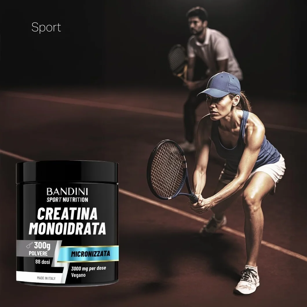 Bandini Creatina Monoidrata in Polvere Pura 100% - Integratore per Allenamento e Sport - Vegan con Dosatore