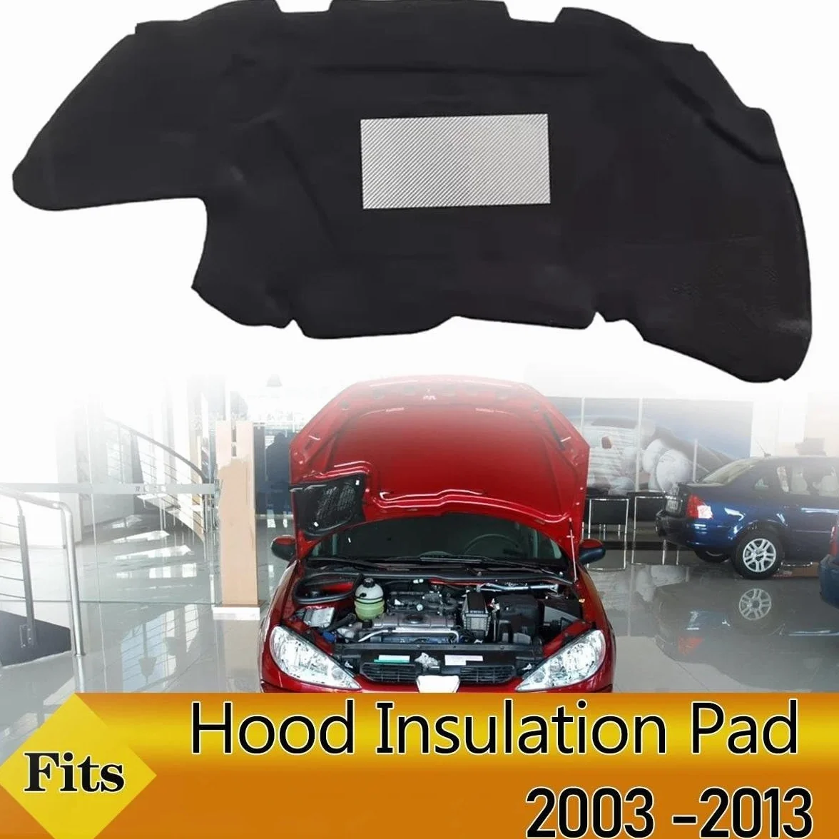 Tappetino Insonorizzante Cofano Motore Peugeot 206 2000-2013 Copertura Isolante Ignifugo