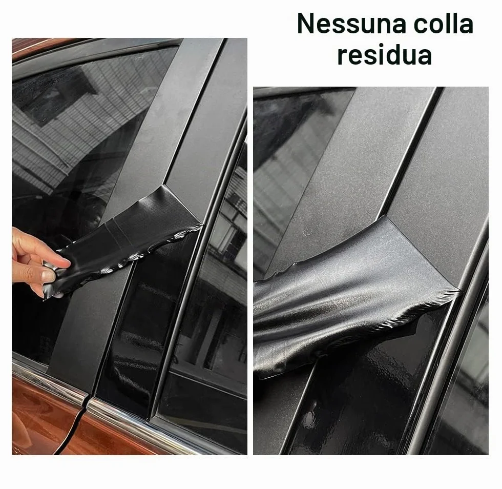 NewL Nastro adesivo in vinile nero lucido con meccanismo di rilascio dell'aria, kit di attrezzi di montaggio incluso (5 cm x 900 cm)