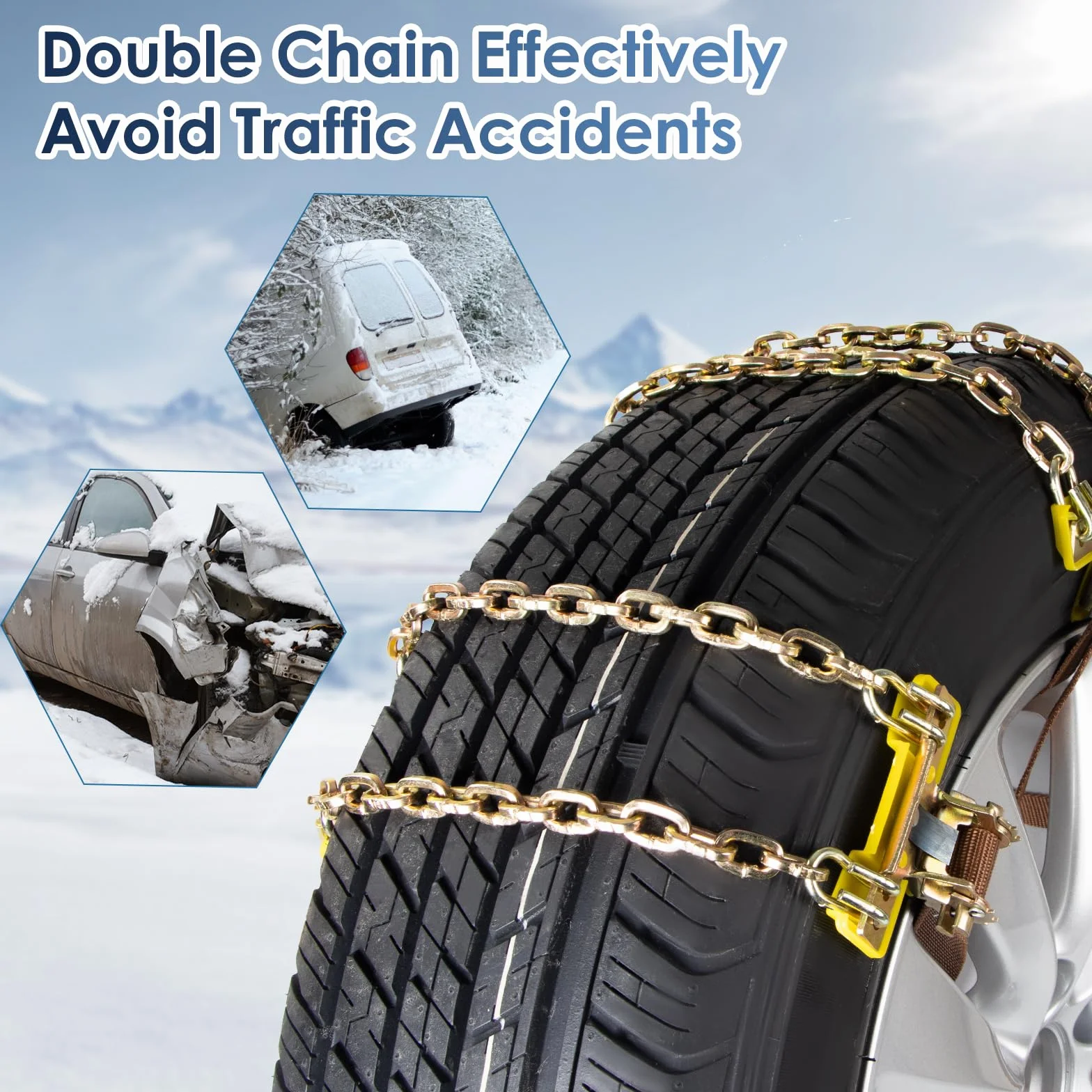6 Pezzi Catena da Neve per Auto Ninonly Universali Catene Auto di Emergenza Antiscivolo Catene da Neve Facili da Montare per Qualsiasi Pneumatico con Grandezza Compresa fra 165mm-265mm