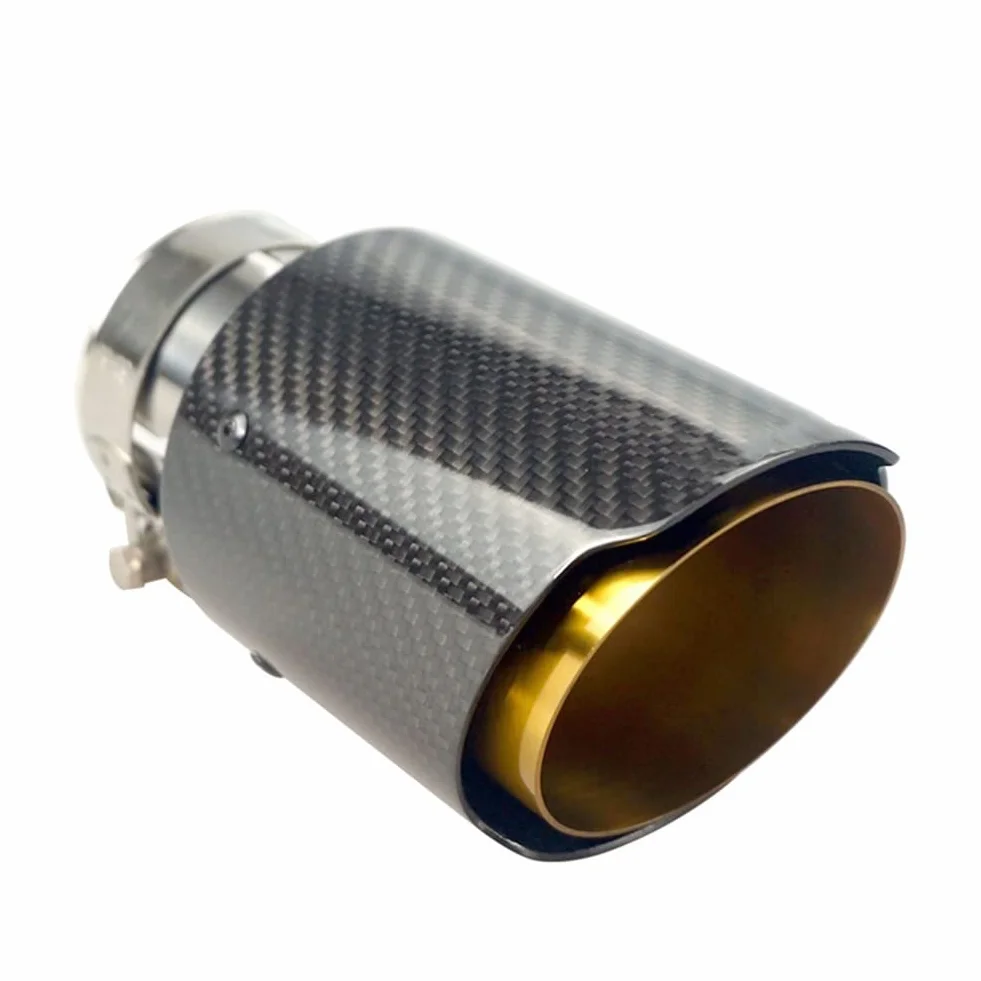 Tubo Scappamento Universal Car Straight Edge Glossy Carbon Fiber Gold Pipe Terminale di Scarico del Silenziatore del Tubo di Coda del Tubo per Akrapovic Tubo Terminale Scarico