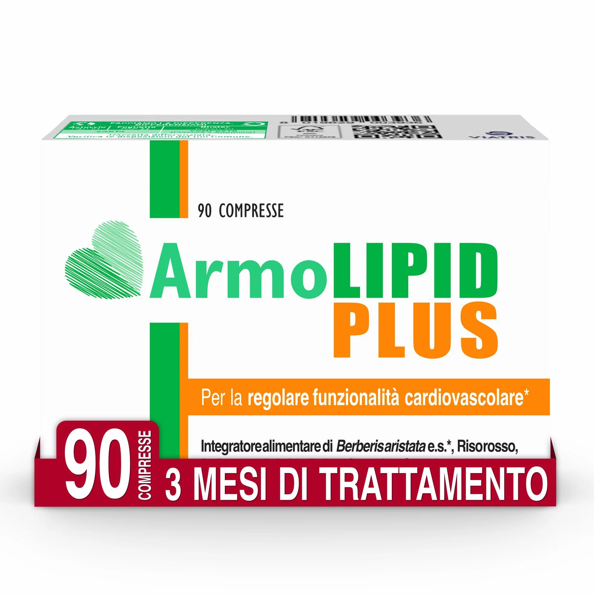 Armolipid Plus 90 Compresse Integratore Alimentare Berberis Aristata Riso Rosso Fermentato Acido Folico Policosanoli Coenzima Q10 Astaxantina
