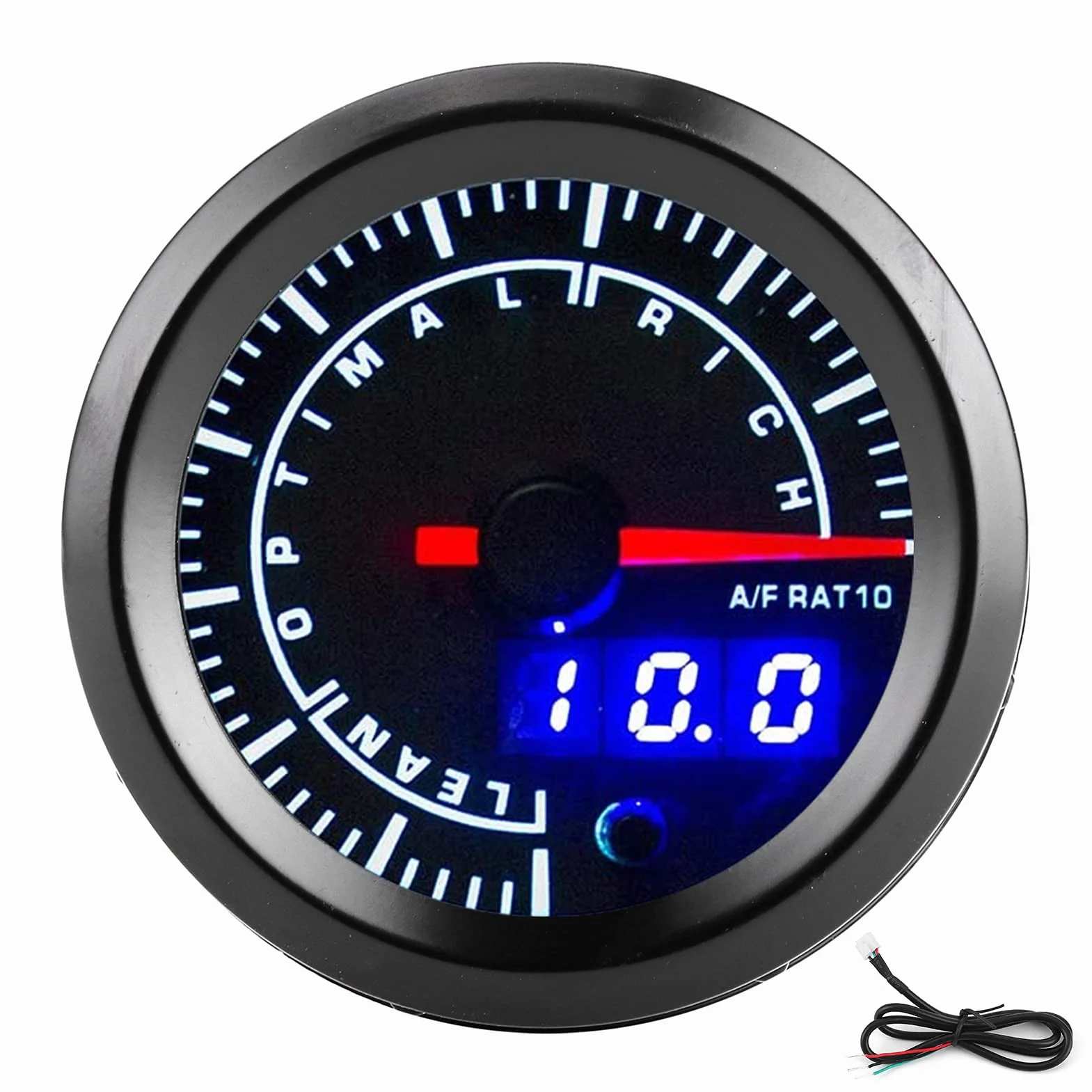 Indicatore AFR Aria/Carburante per Auto 2,5 Pollici 12V con Puntatore e Impostazione Avvertimento Regolabile