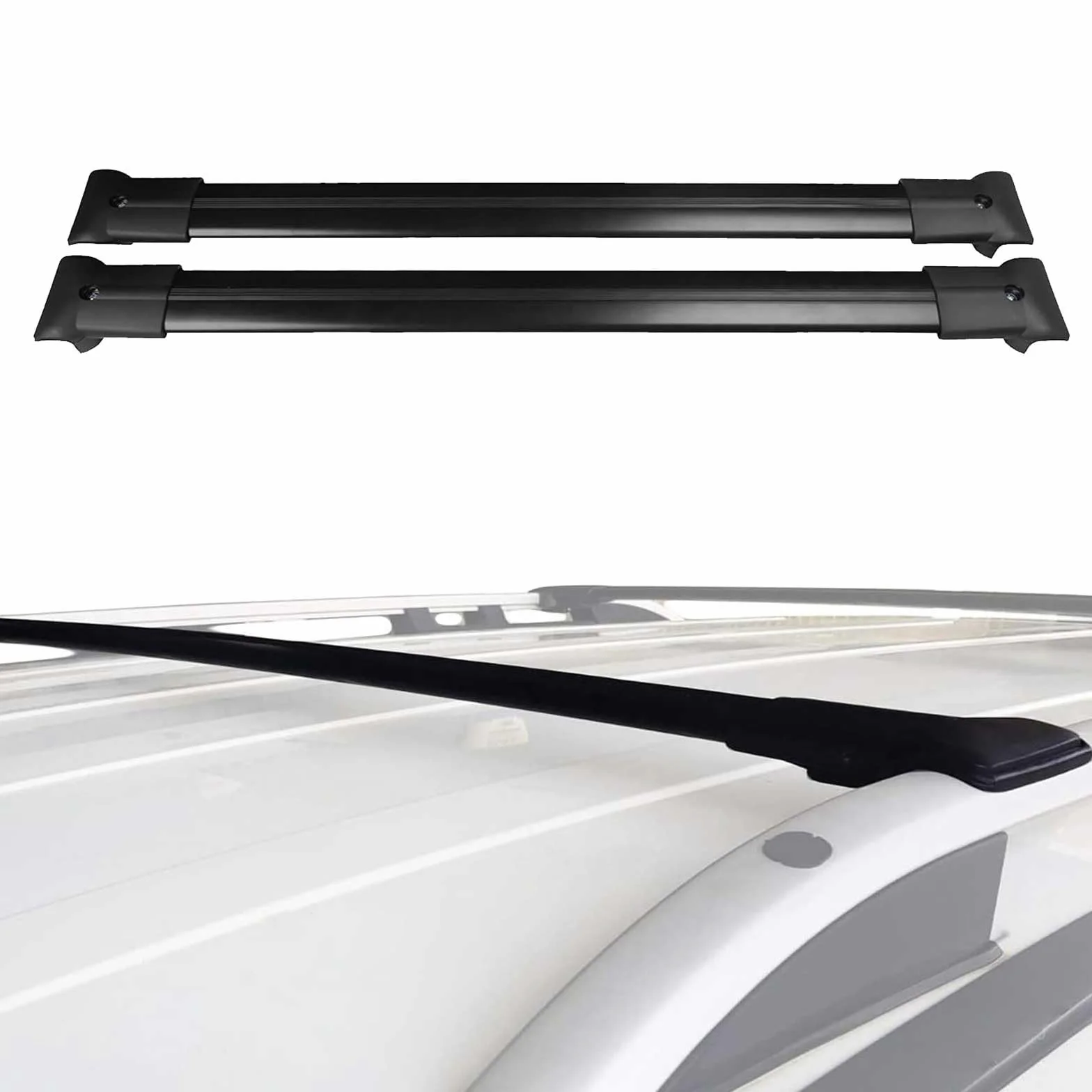 Cross Auto Accessories-Barre Portatutto Compatibili Con Fiat Fiorino/Qubo 2007-2023 Alluminio Portapacchi Auto Barre Da Tetto Set 2 Pcs Nero