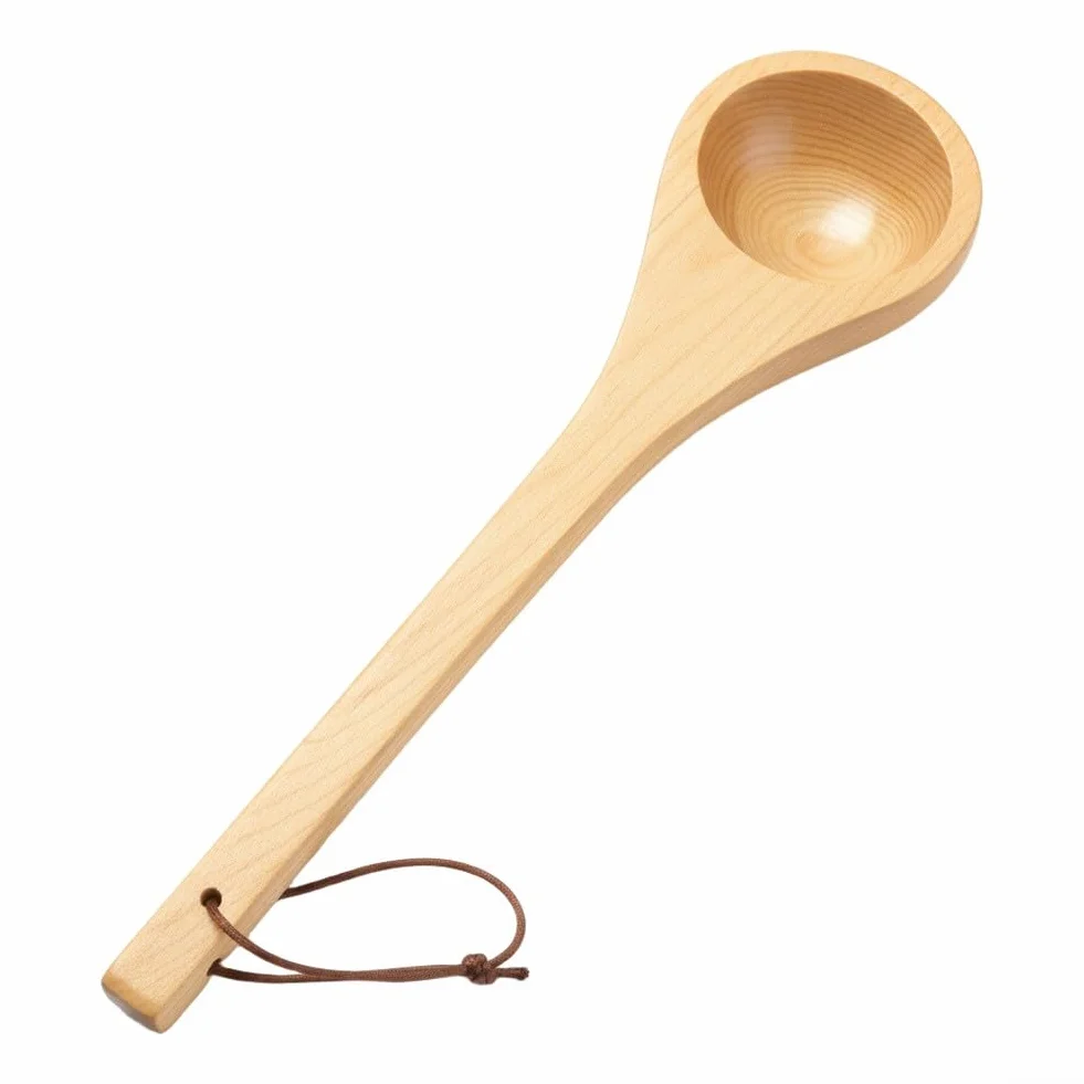 Mestolo da sauna in cedro 38 cm con cordino resistente al calore