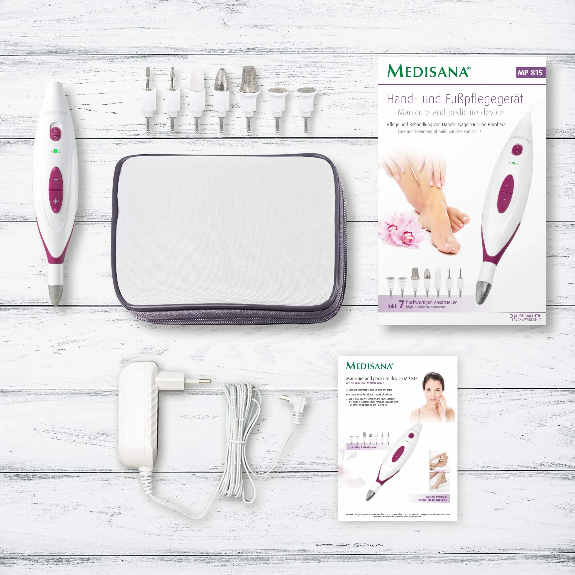 Medisana MP 815 Set Manicure Pedicure Elettrica 7 Accessori 2 Velocità