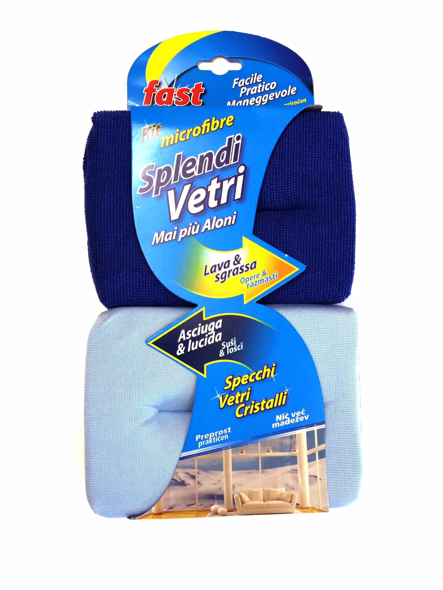 SUPERFIVE Panni Spugna per Vetri Doppio Lato Lava e Asciuga Senza Aloni Kit Microfibre