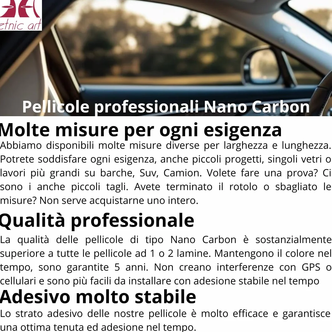 Pellicola Oscurante Vetri Auto Nano-carbon Qualità Professionale Misure GRANDI PICCOLE Antigraffio Parasole Antiriflesso Termoformante Adesiva Finestrini Casa (5%-BLACK, 30 X 120 CM)
