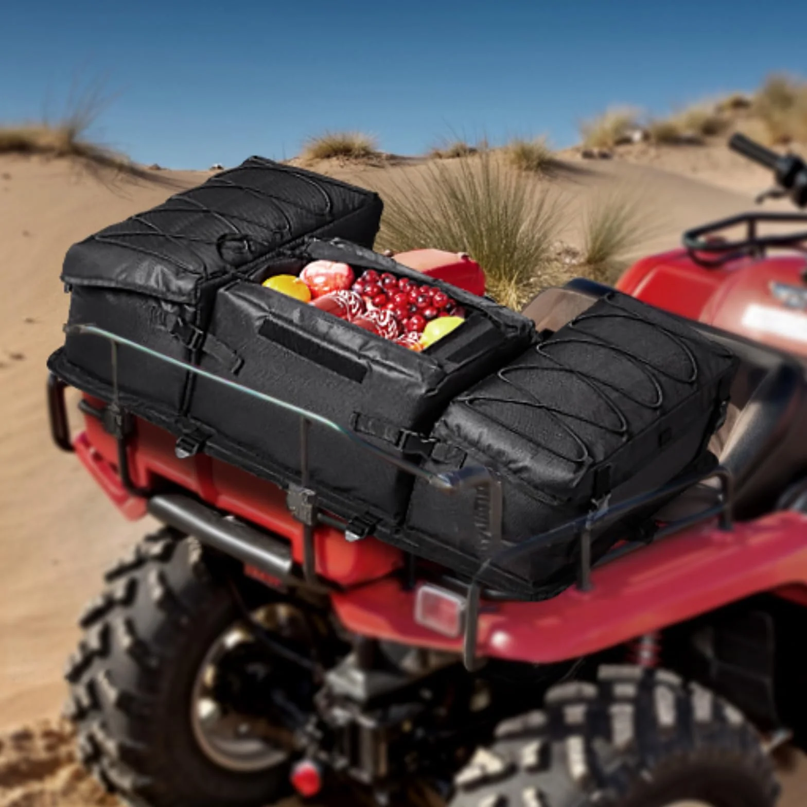 VEVOR Borsa Portaoggetti Posteriore ATV 50 L Tessuto Oxford 600D con Cuscino in Spugna e Portabottiglie