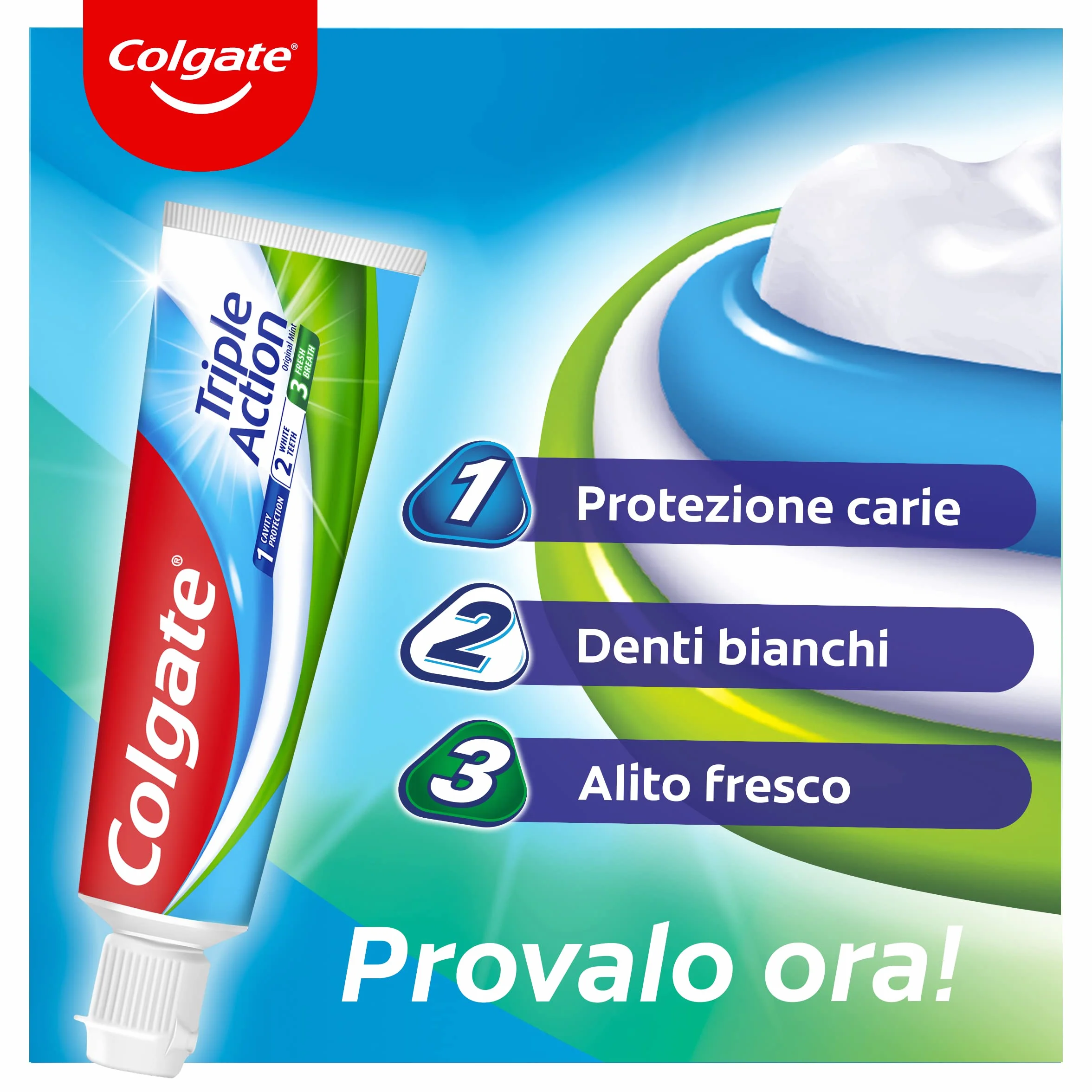 Colgate Dentifricio Triple Action 12x75ml Protezione Carie Denti Bianchi Alito Fresco