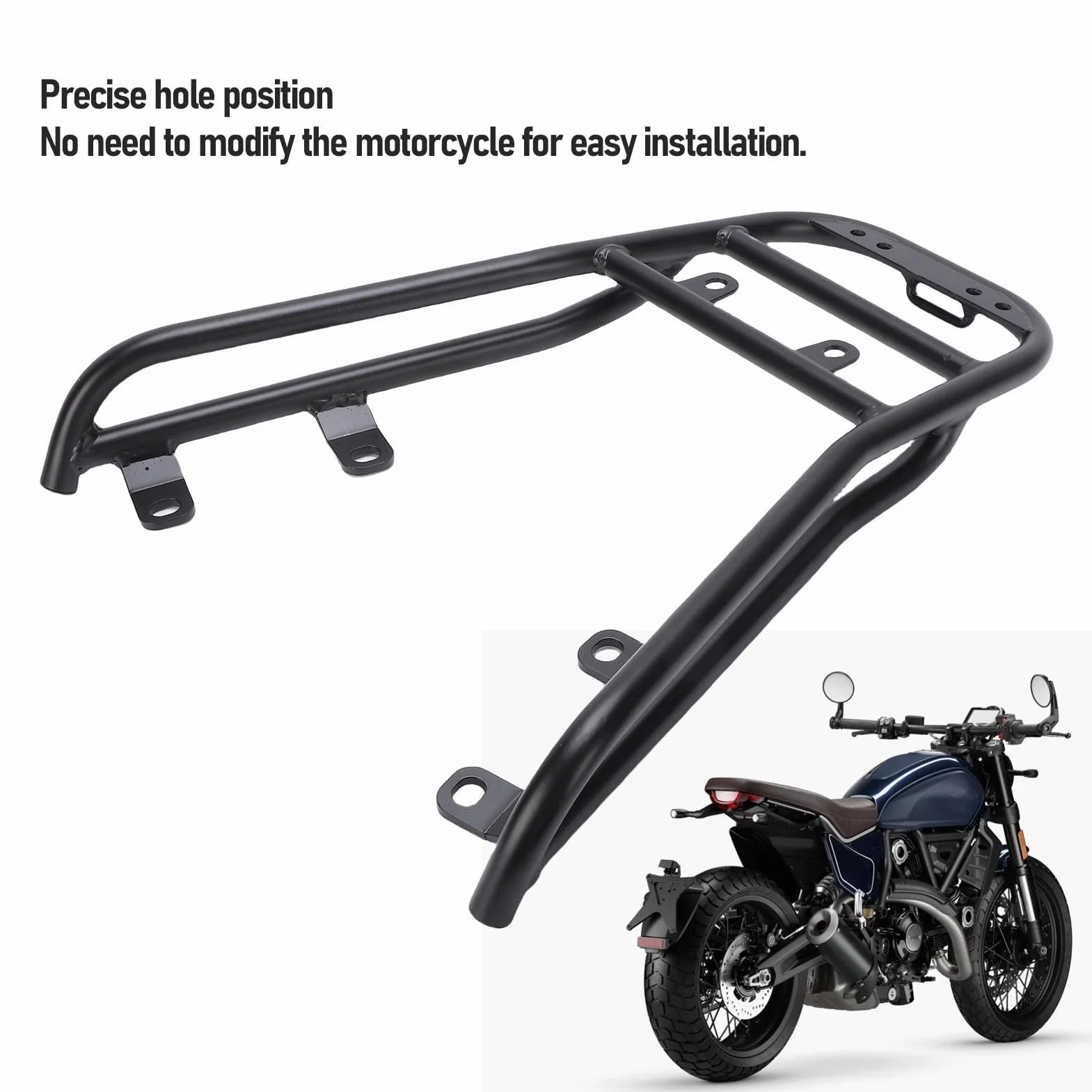 Acouto Portapacchi Posteriore per 800 2023-2025, Staffa di Supporto per Portapacchi Ad Alta Resistenza Sostitutiva 800 2023 Posteriore per Moto Motore Ad Alta Resistenza RMotorcycle Tail