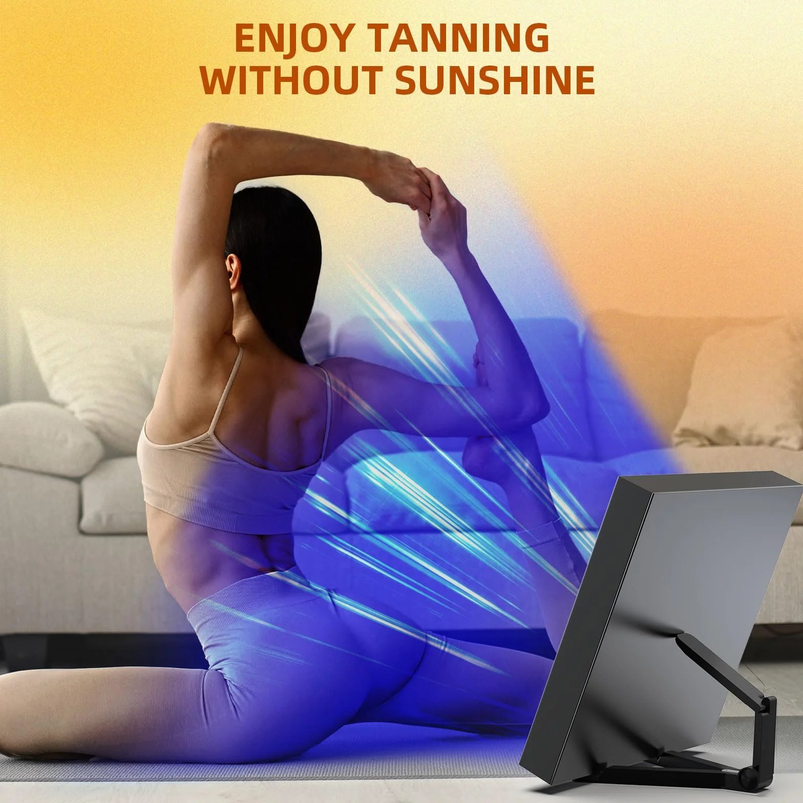 Lampada abbronzante 225 pezzi 460 NM solarium viso supporto regolabile ganci sospesi nero