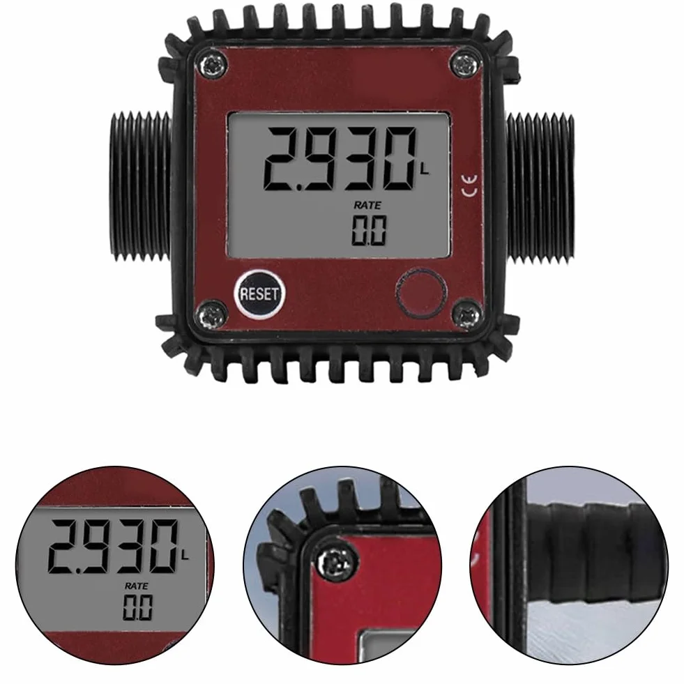 ZYWUOY Misuratore di portata a ingranaggi con display digitale, filettatura esterna DN25 per olio, acqua, diesel, portata 10-100L/min, con corpo in lega di alluminio in plastica