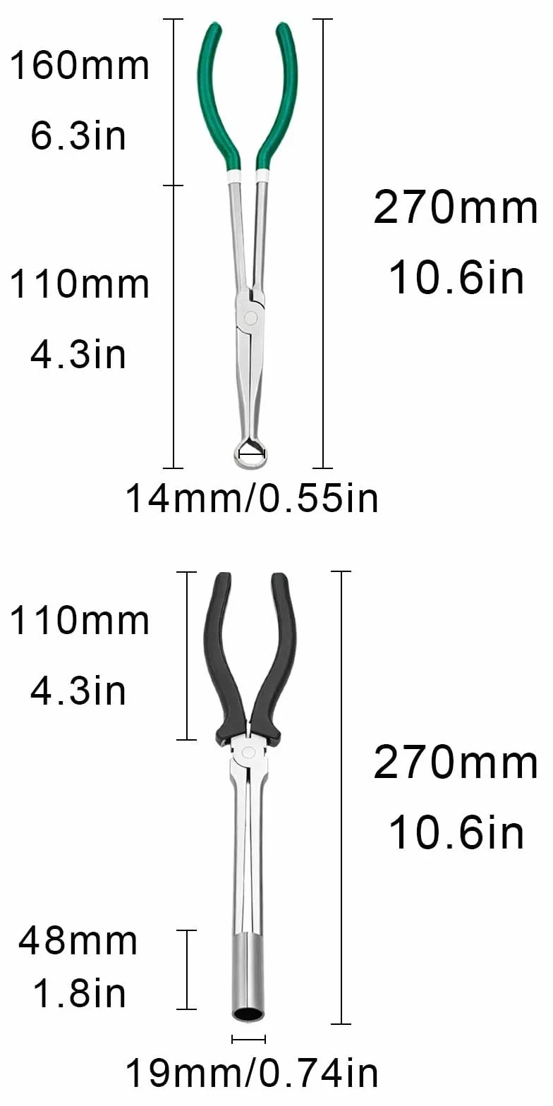 2 Pezzi Pinze per la rimozione, Pinza Lunga, Pinza per Candela, Pinze per connettori automobilistici, Pinze per rimozione Cavi Candela, Adatti per Automobili, Industria ed edilizia.