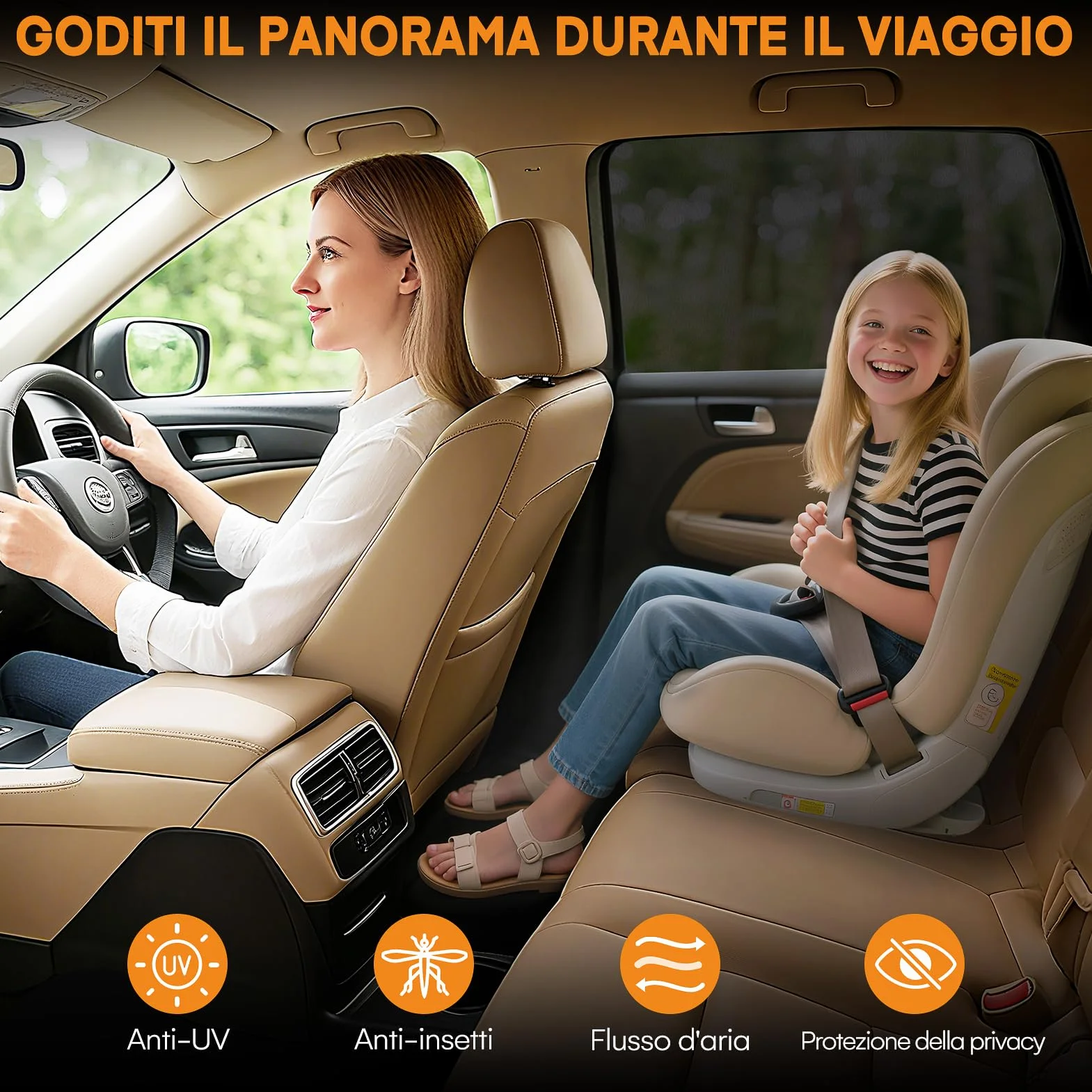 Kiiwah 2 Pezzi Tendine Parasole Auto Bambini, Parasole Auto Finestrini Block Protezione UV, Tende Oscuranti Vetri Auto per Finestrini Laterali, Universali Copri Finestrini Auto Protegge Bambini