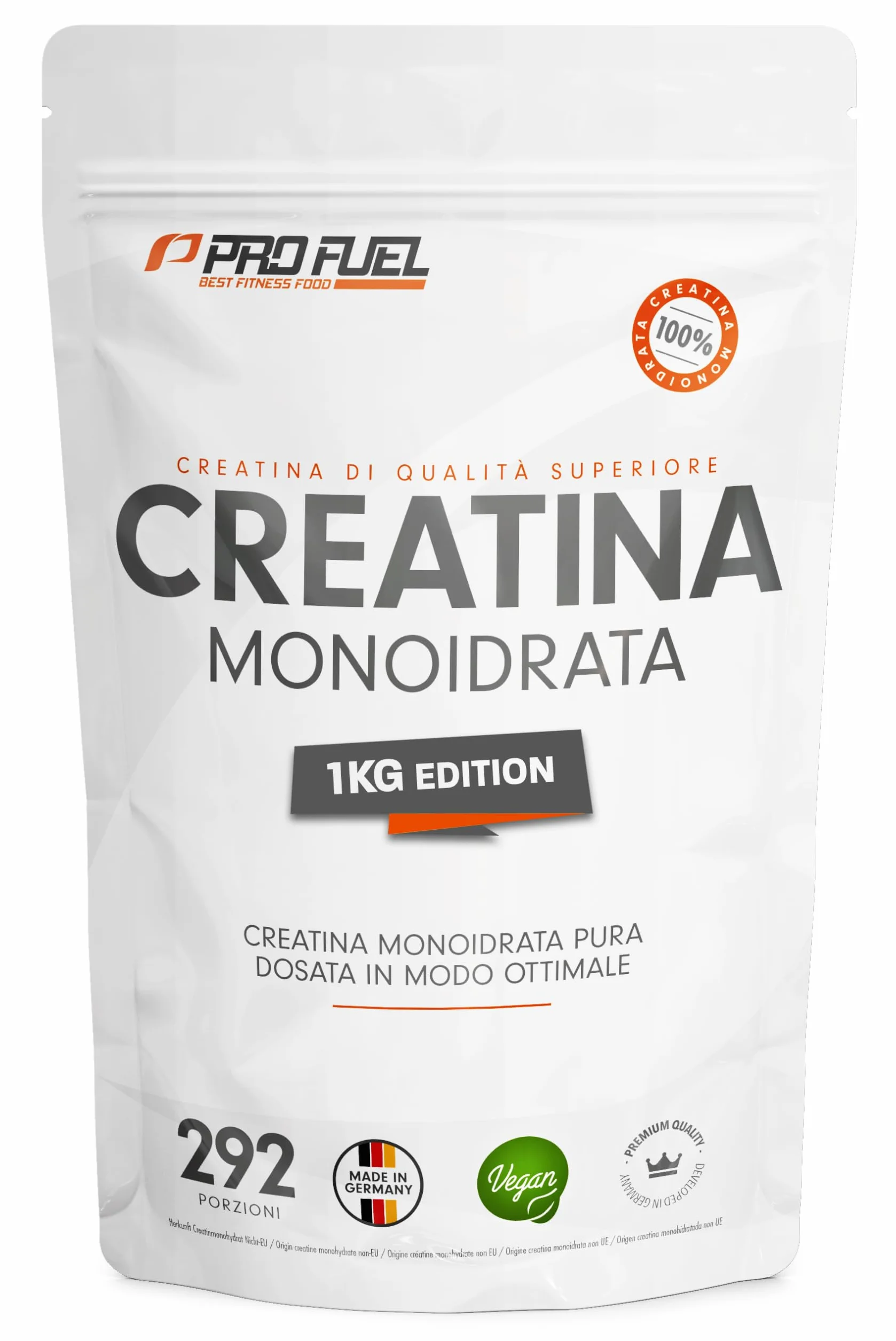 Creatina monoidrata polvere 1kg micronizzata pura vegana