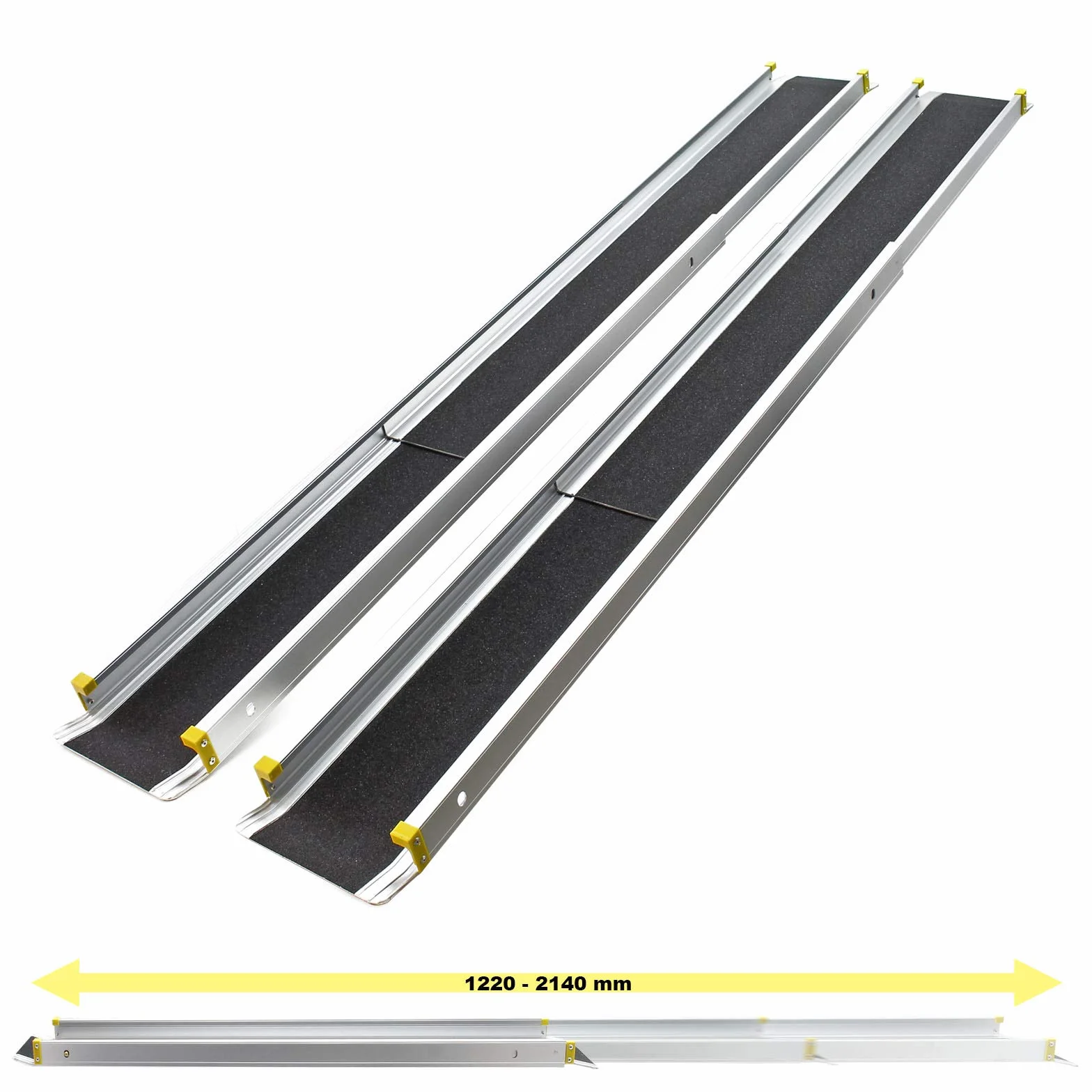 2x rampe telescopiche in alluminio Max 270 kg con rivestimento antiscivolo e bordi alti ai lati