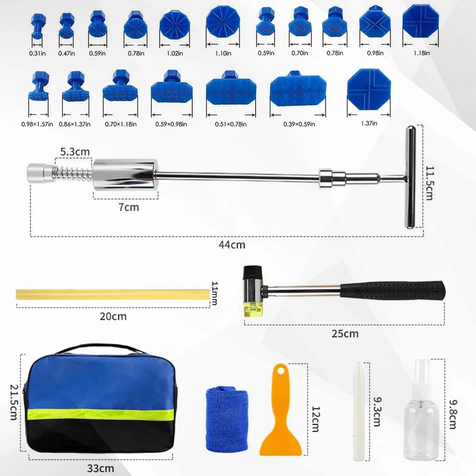 JAOGAUS Tirabolli per Carrozzeria, Levabolli Carrozzeria con Pistola per Colla, Kit Levabolli Auto Professionali con T-Ventose per Carrozzeria Auto, Ripara Ammaccature Auto per Auto/Moto