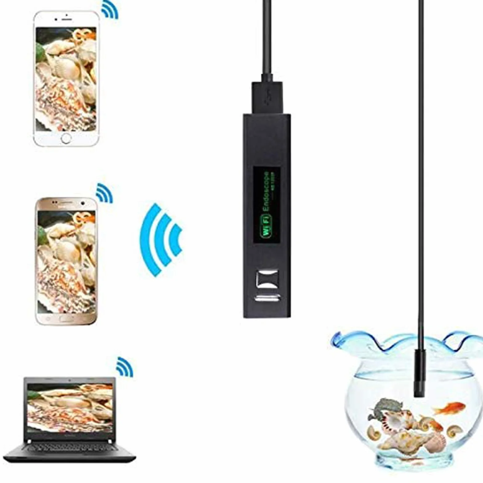 Lychee WiFi Endoscopio Wireless Impermeabile IP68 Telecamera Ispezione 2.0 Megapixel 1200P HD Snake Camera 10M