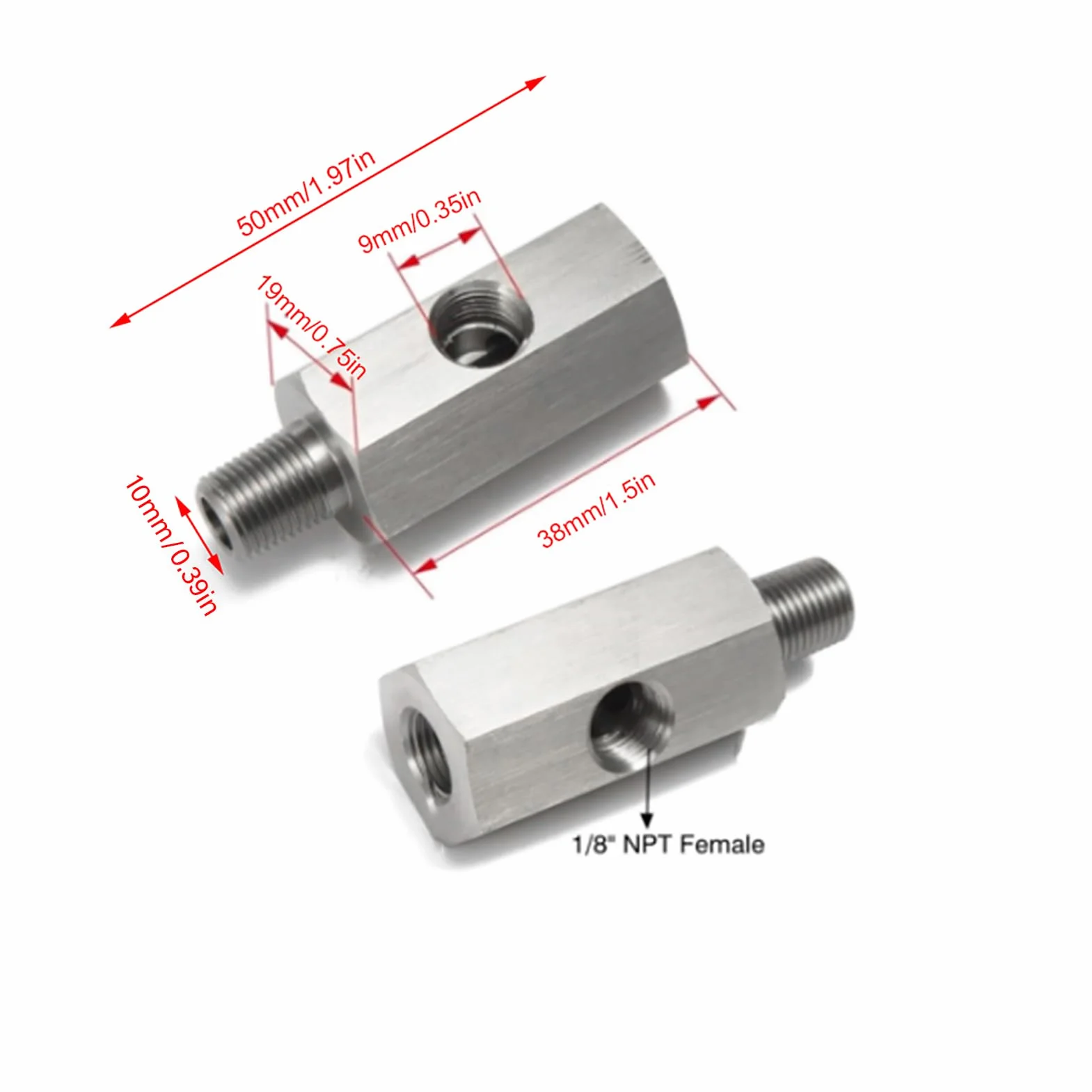 Adattatore Sensore Pressione Olio, Raccordo A T Pressione Olio 1/8" NPT M10x1.0 Adattatore NPT Sensore Olio In Acciaio Inox 304 Per Turbo Alimentazione Olio