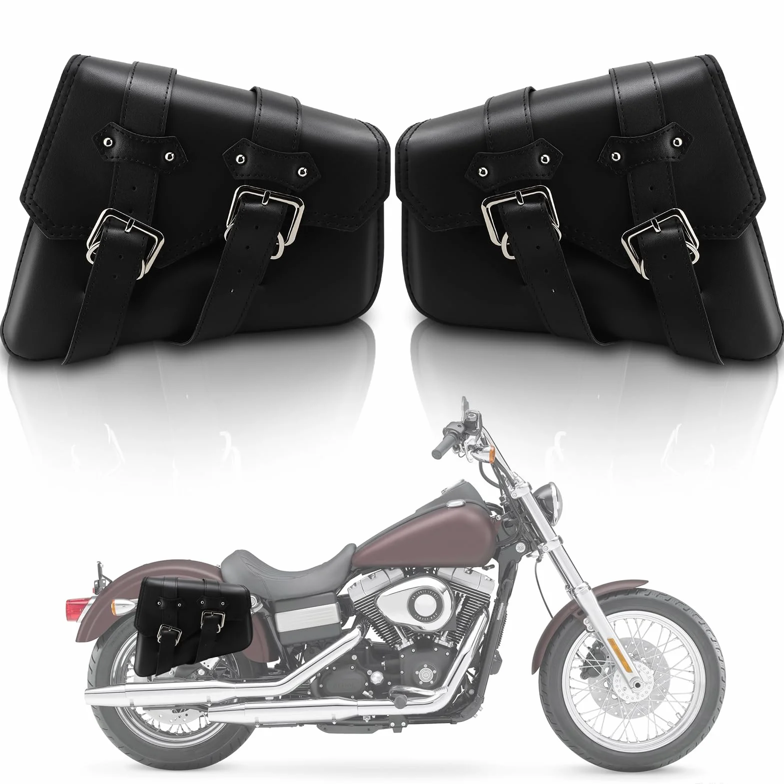 Borsa laterale moto in pelle PU resistente all'acqua vintage grande capacità